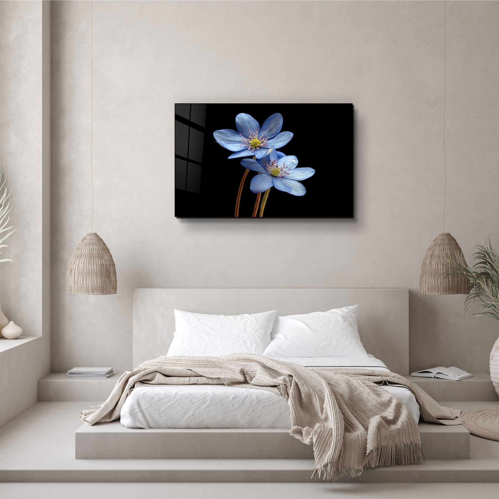 ・"Fleur bleue"・Art mural en verre