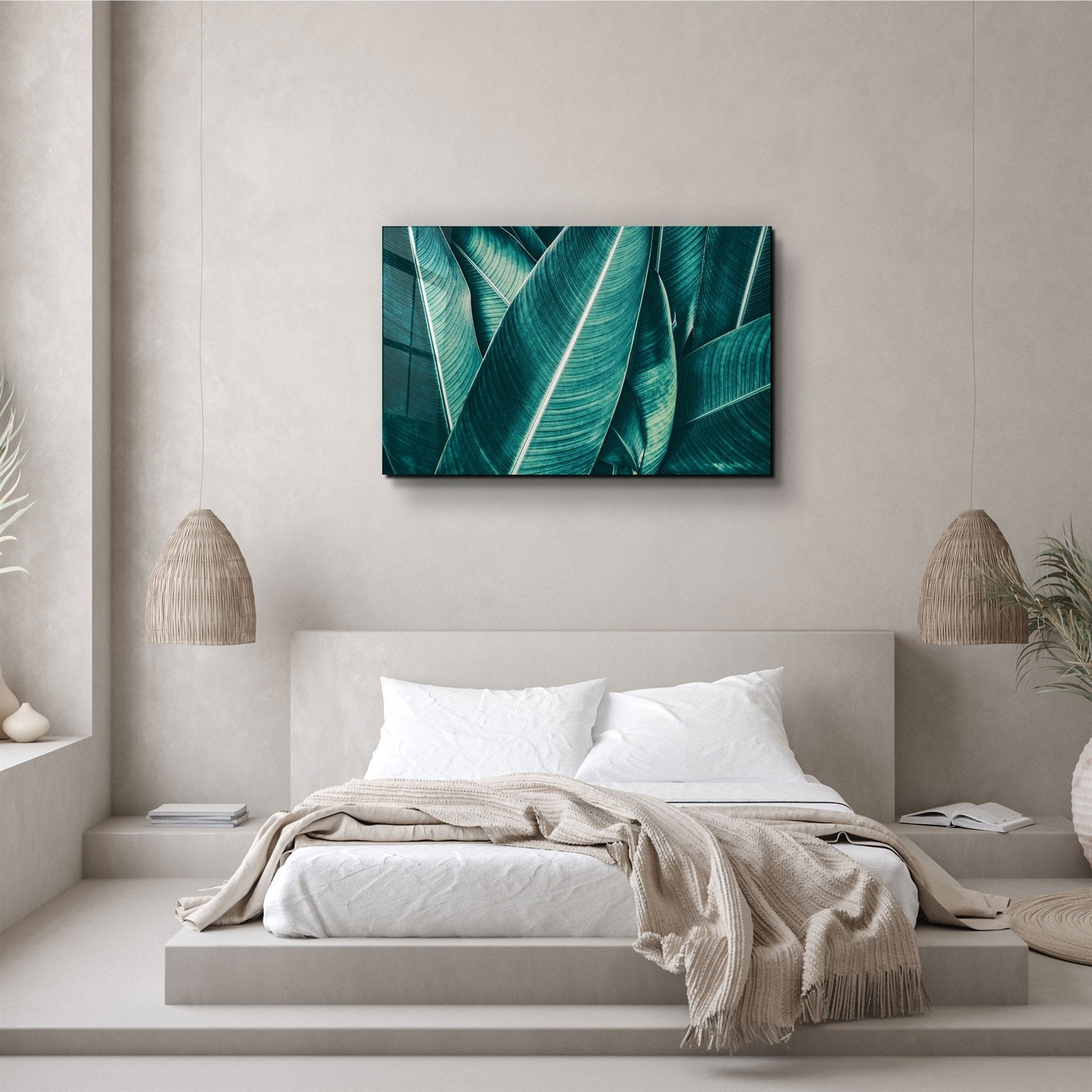 ・"Green Tropical Leaf 2"・Glass Wall Art