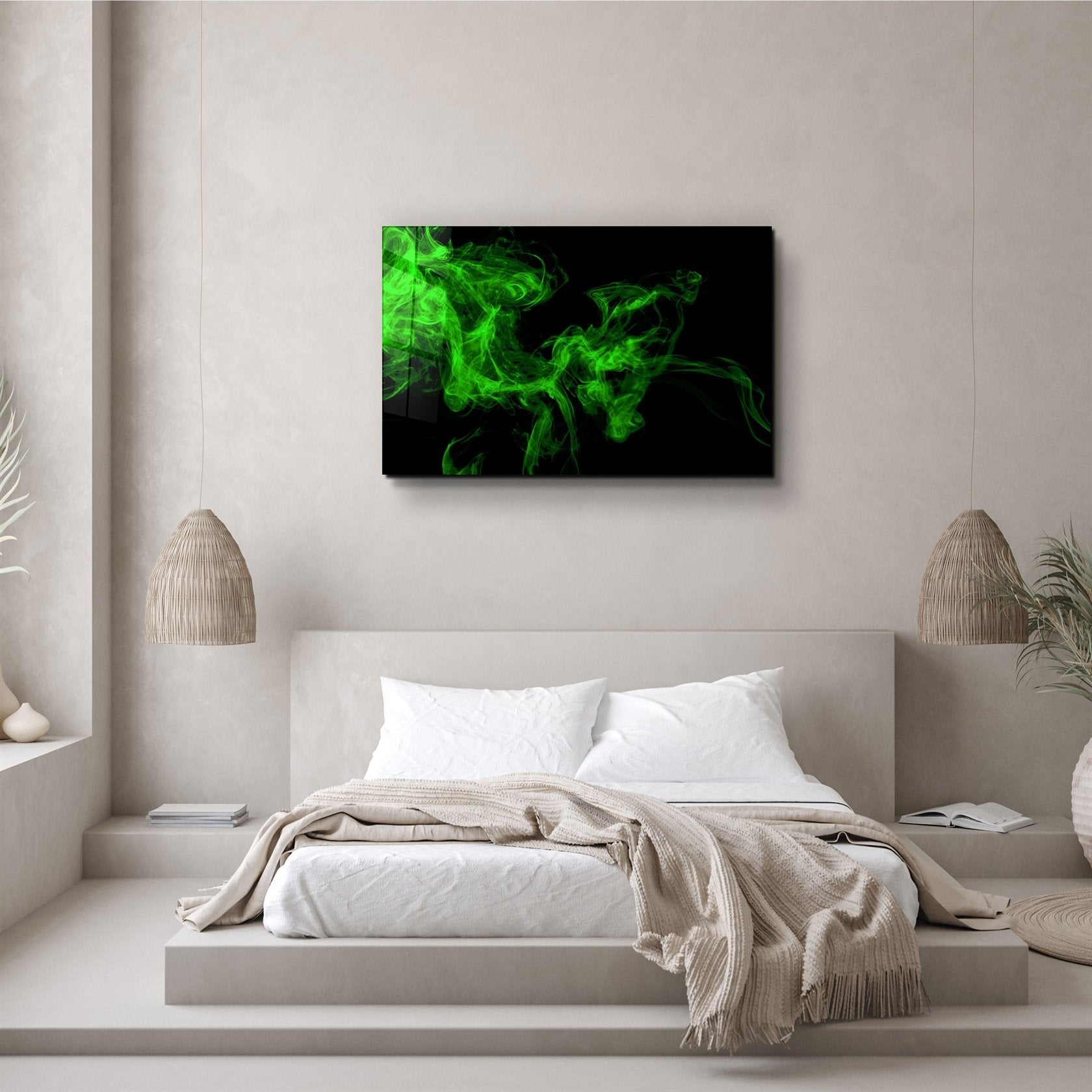 ・"Green Smoke"・Glass Wall Art