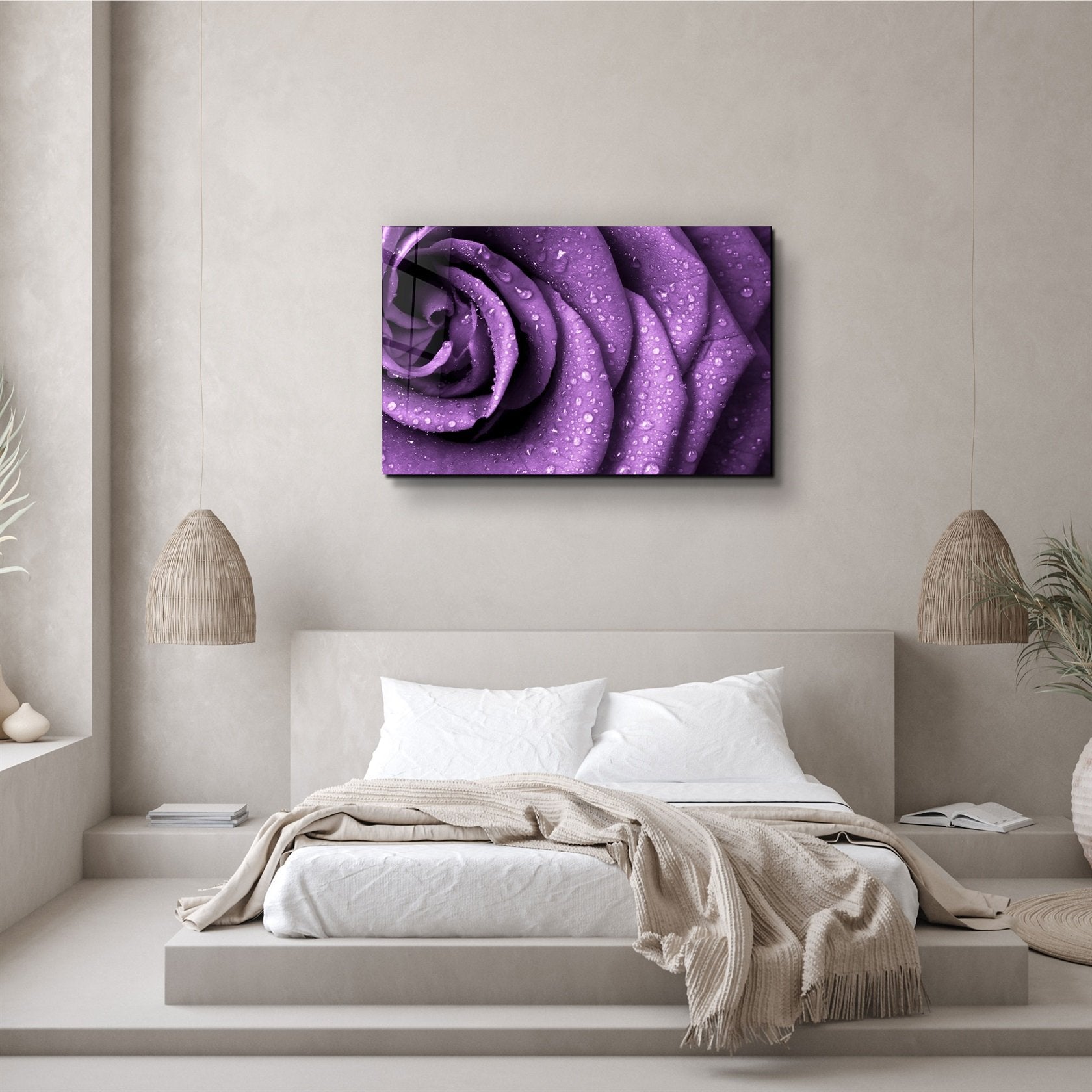 ・"Purple Rose"・Glass Wall Art