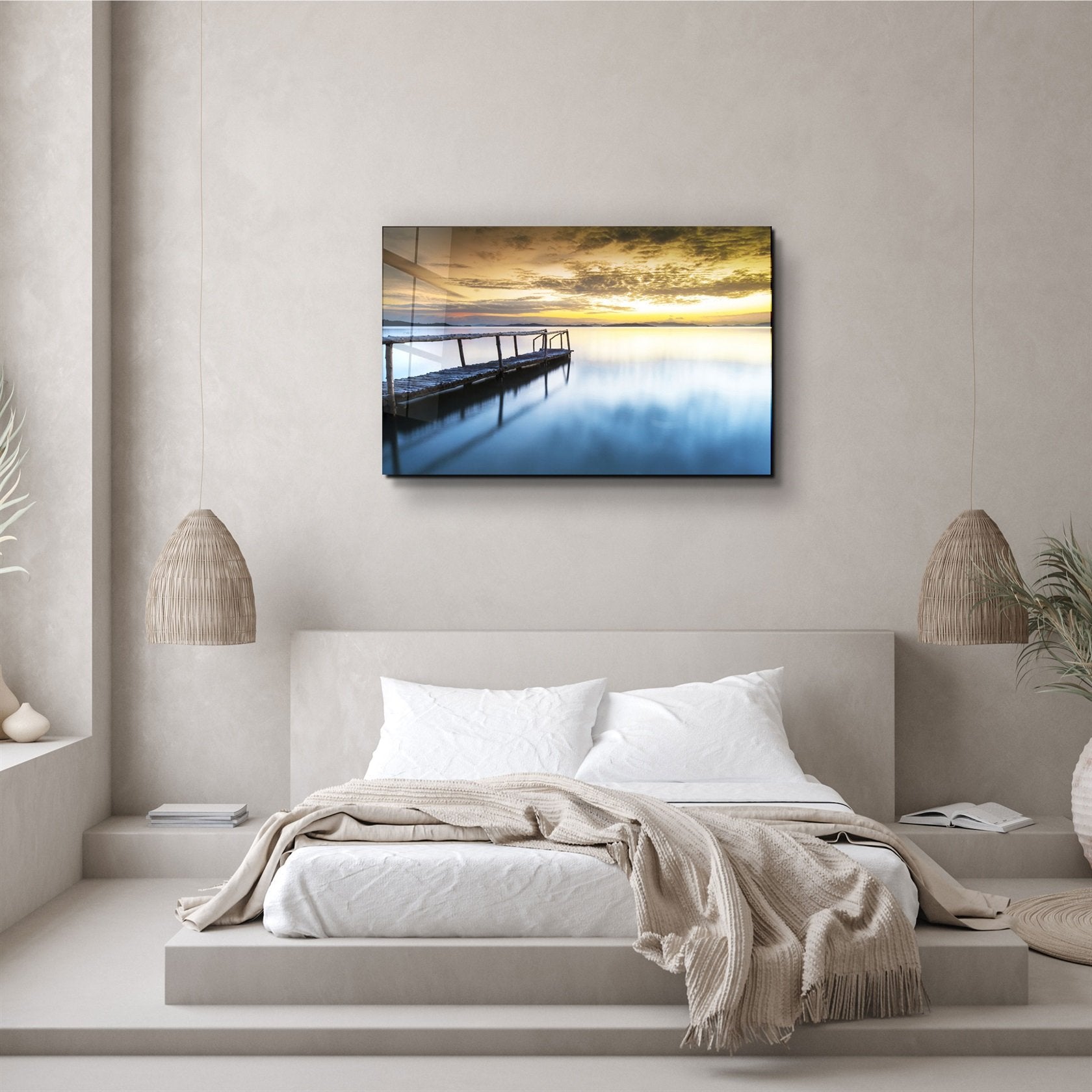 ・"Coucher de soleil sur la plage"・Art mural en verre