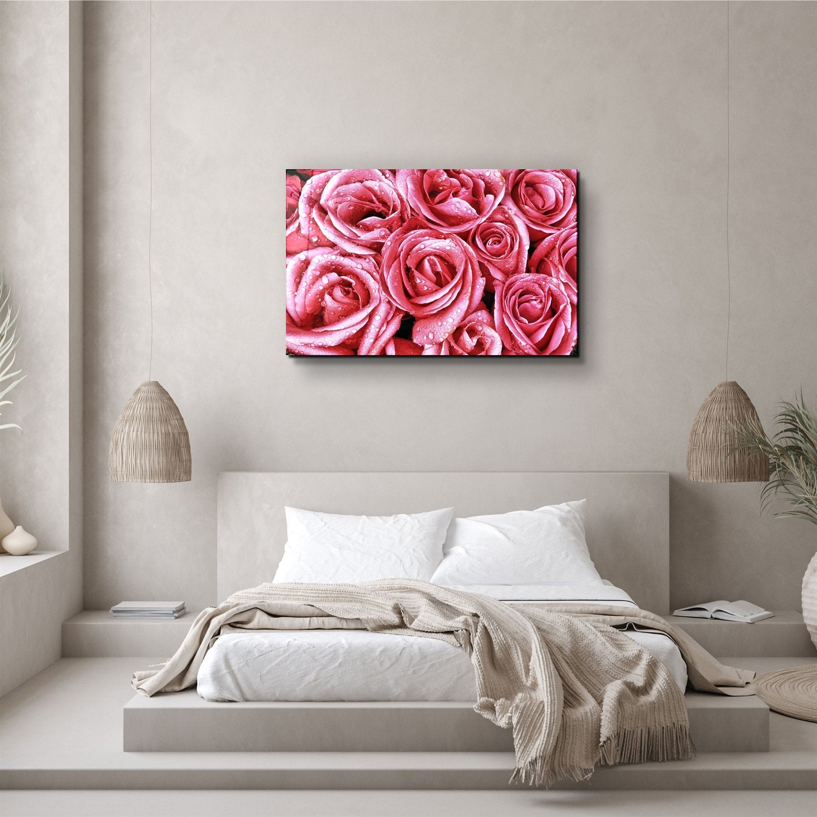 ・"Pink Rose"・Glass Wall Art