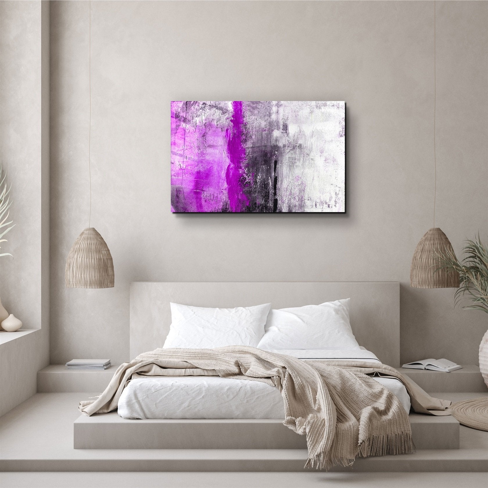 ・« Motif violet abstrait »・Art mural en verre