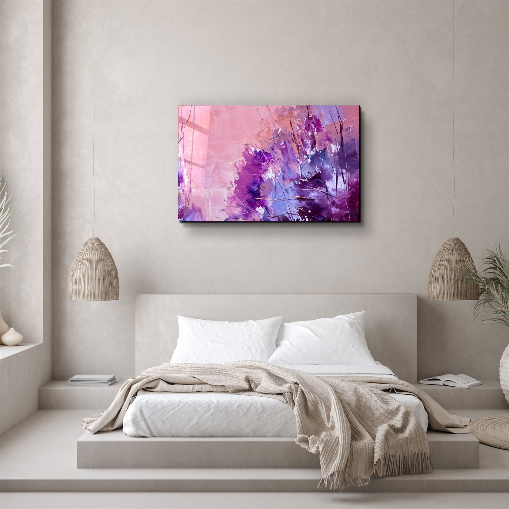 ・« Motif violet abstrait V2 »・Art mural en verre