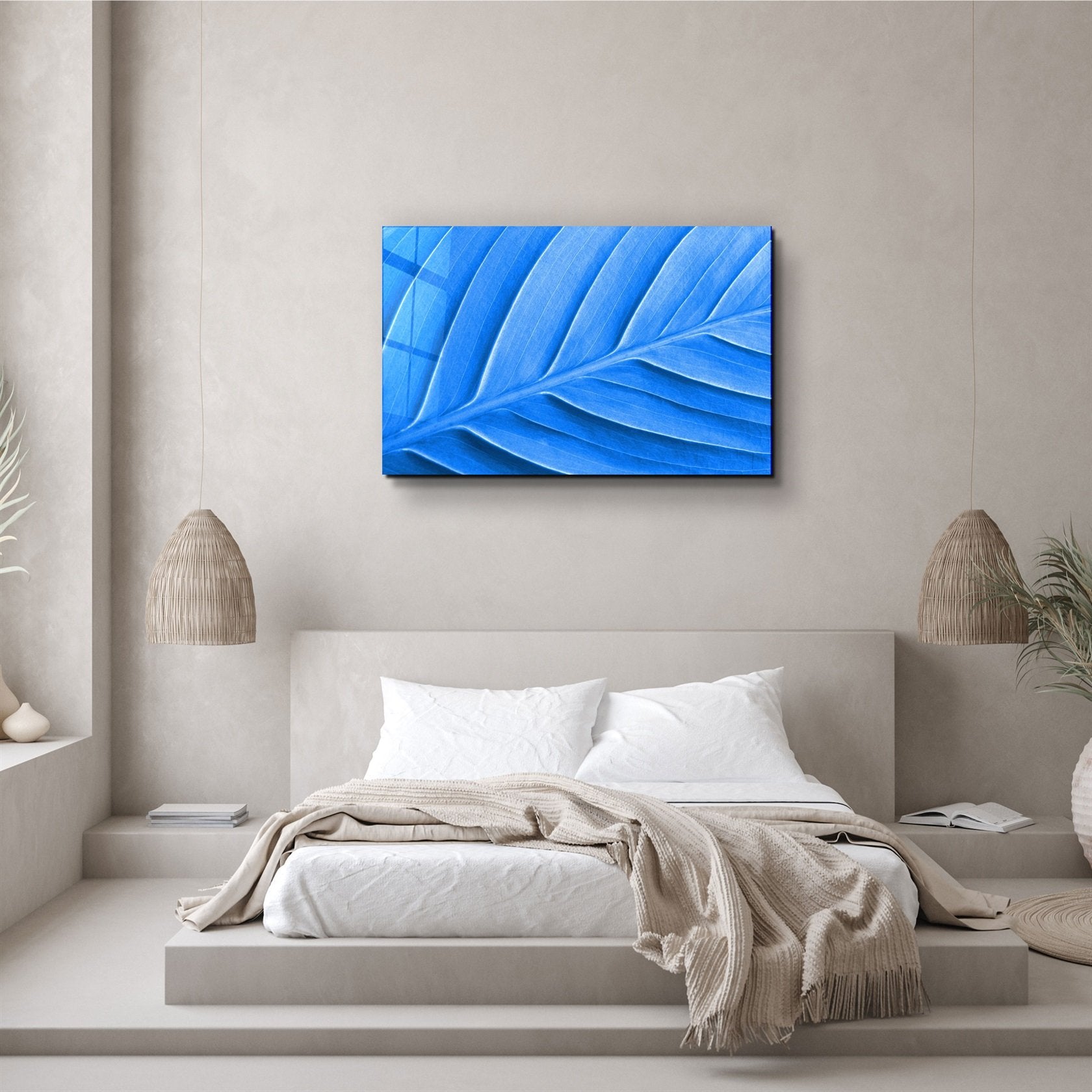 ・"Feuille bleue"・Art mural en verre