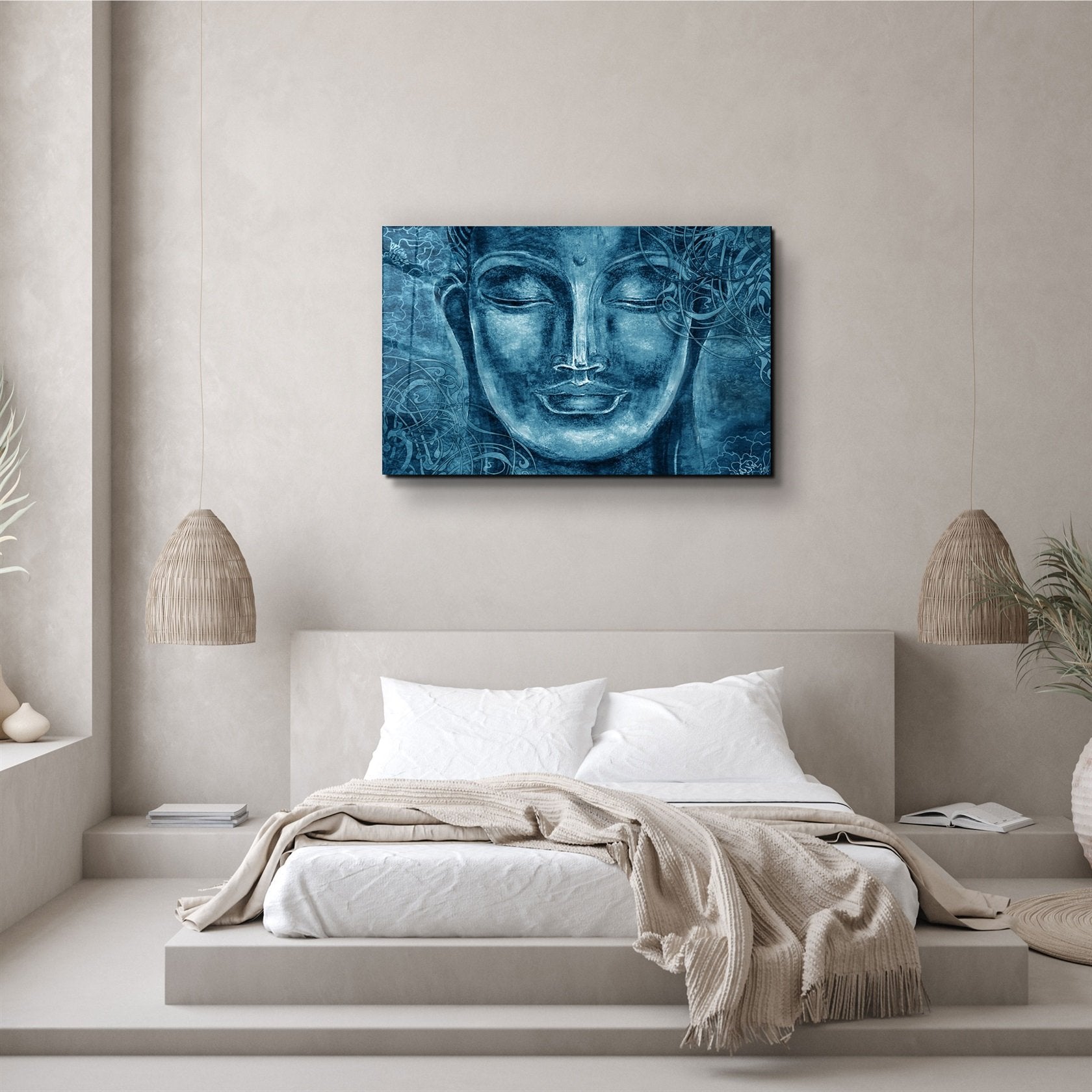 ・"Bouddha Bleu"・Art mural en verre