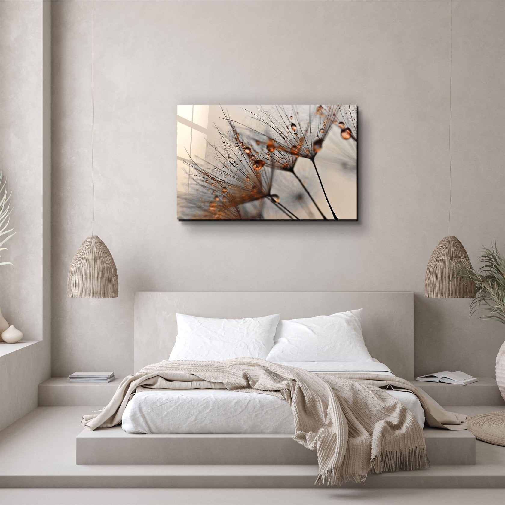 ・"Fleur Orange"・Art mural en verre