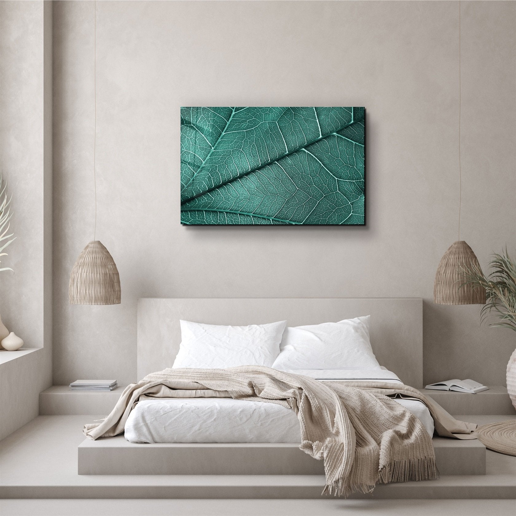 ・"Green Leaf 4"・Glass Wall Art