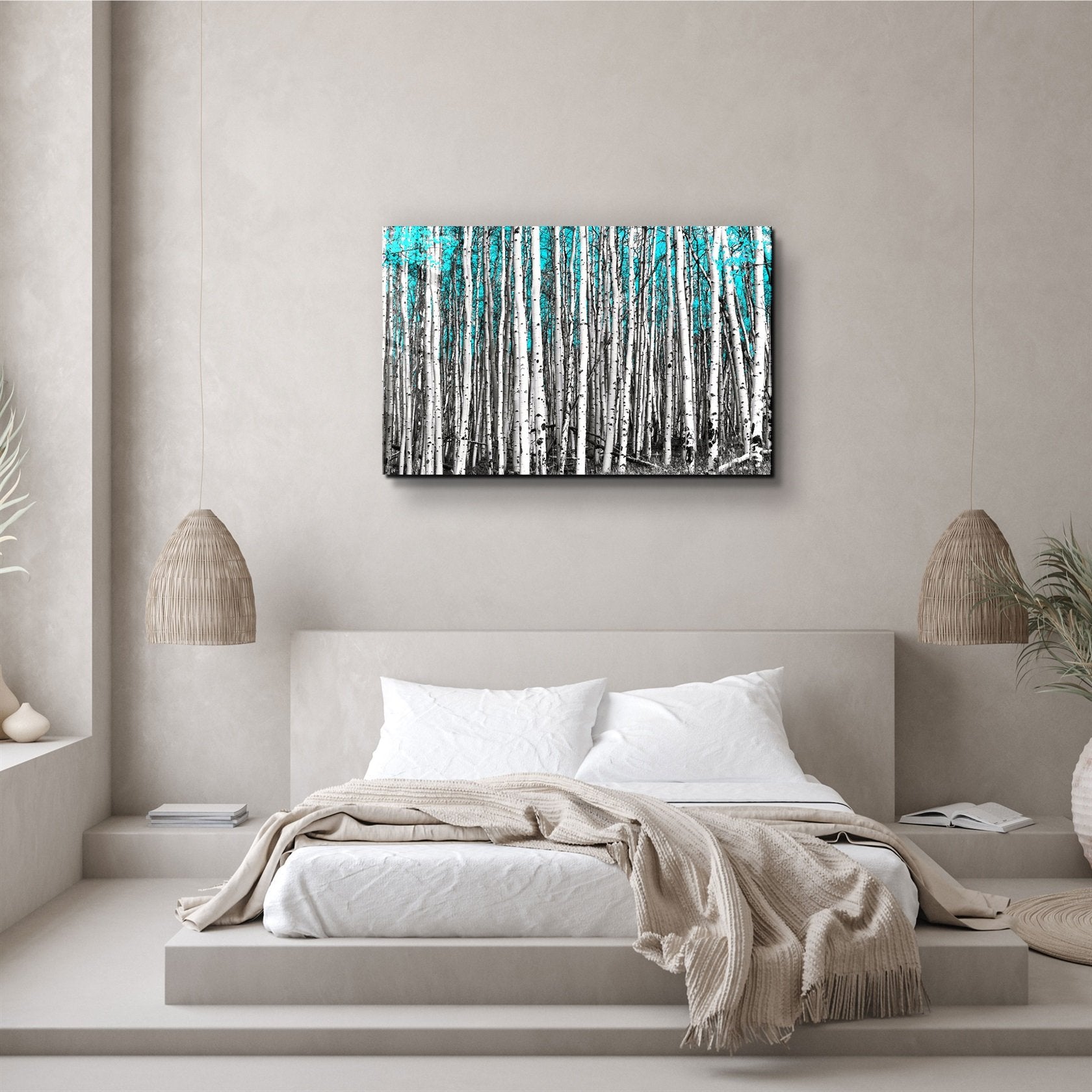 ・"Abstract White Trees V2"・Glass Wall Art