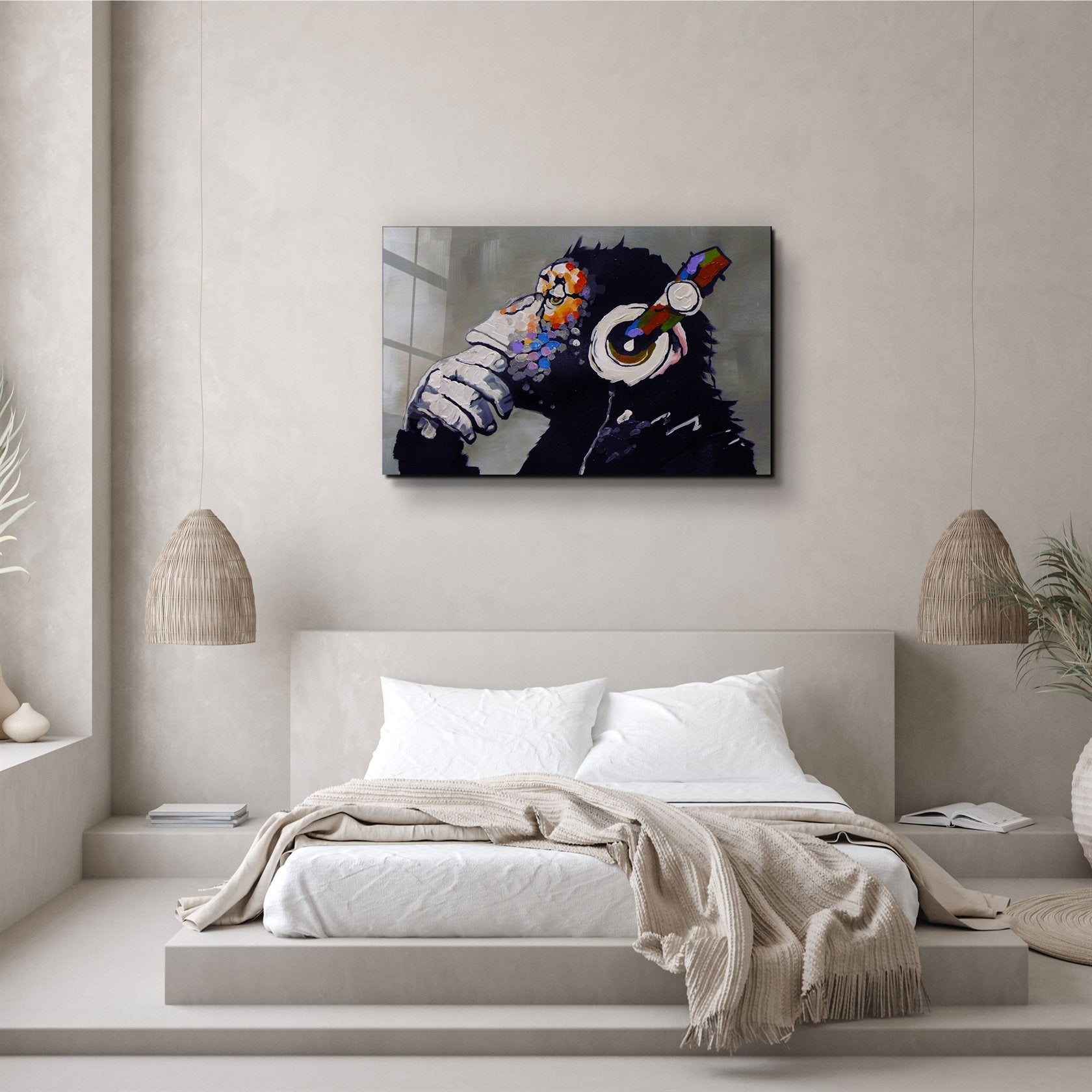 ・"Abstract Monkey Beat"・Glass Wall Art