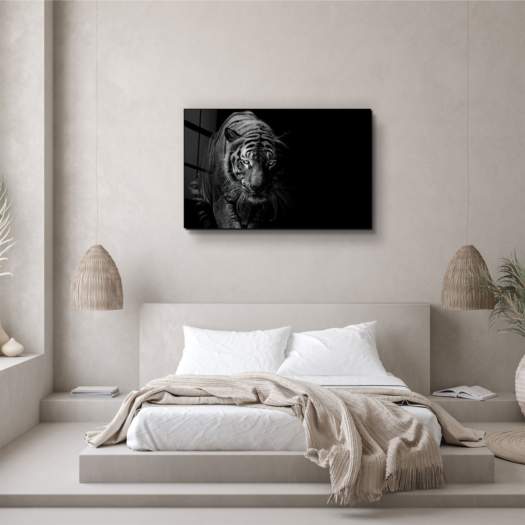 ・"Tiger in the Black"・Glass Wall Art