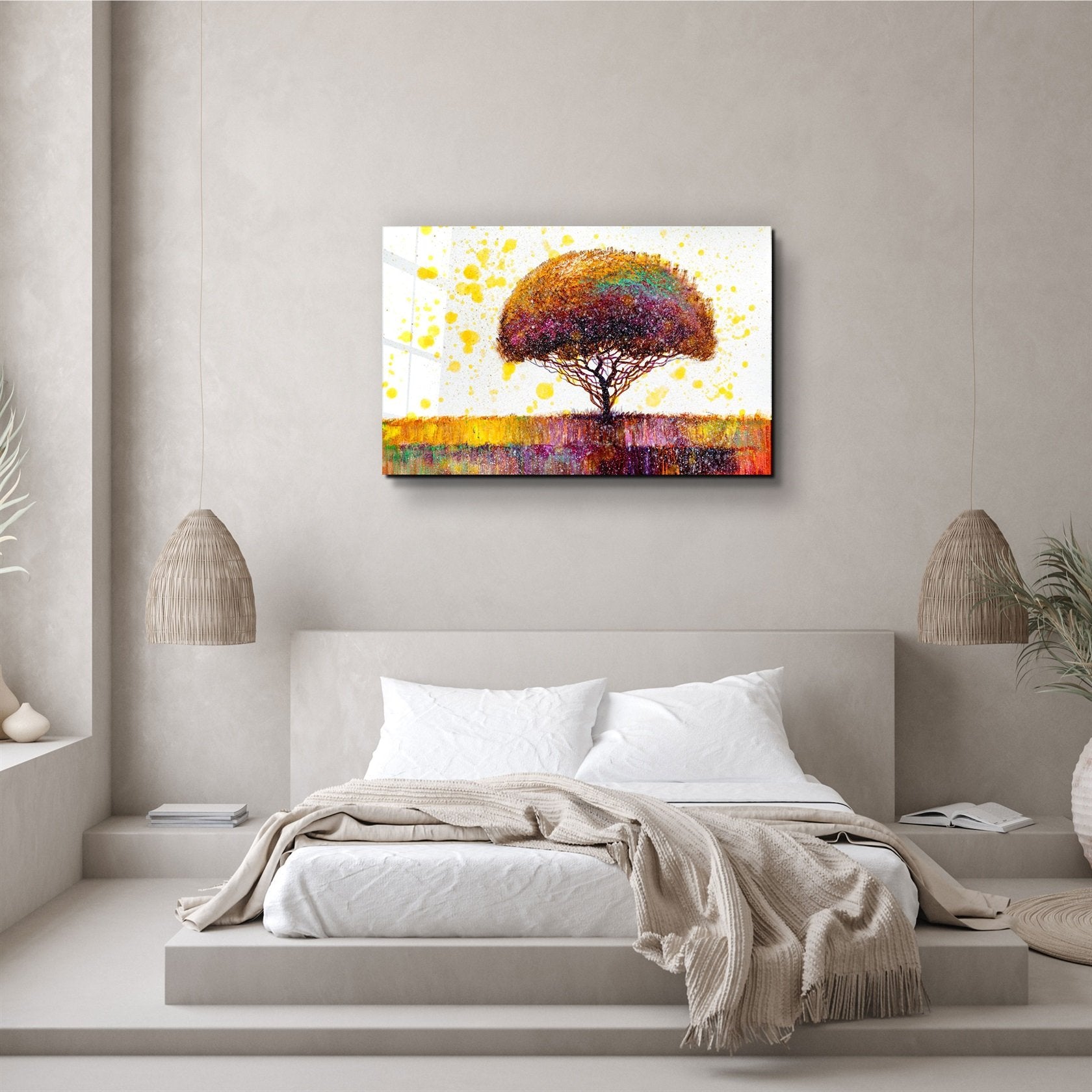 ・"Abstract Colorful Tree"・Glass Wall Art