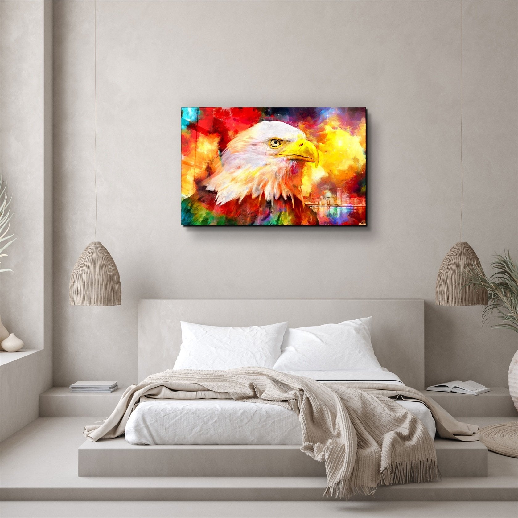 ・"Abstract Colorful Eagle"・Glass Wall Art