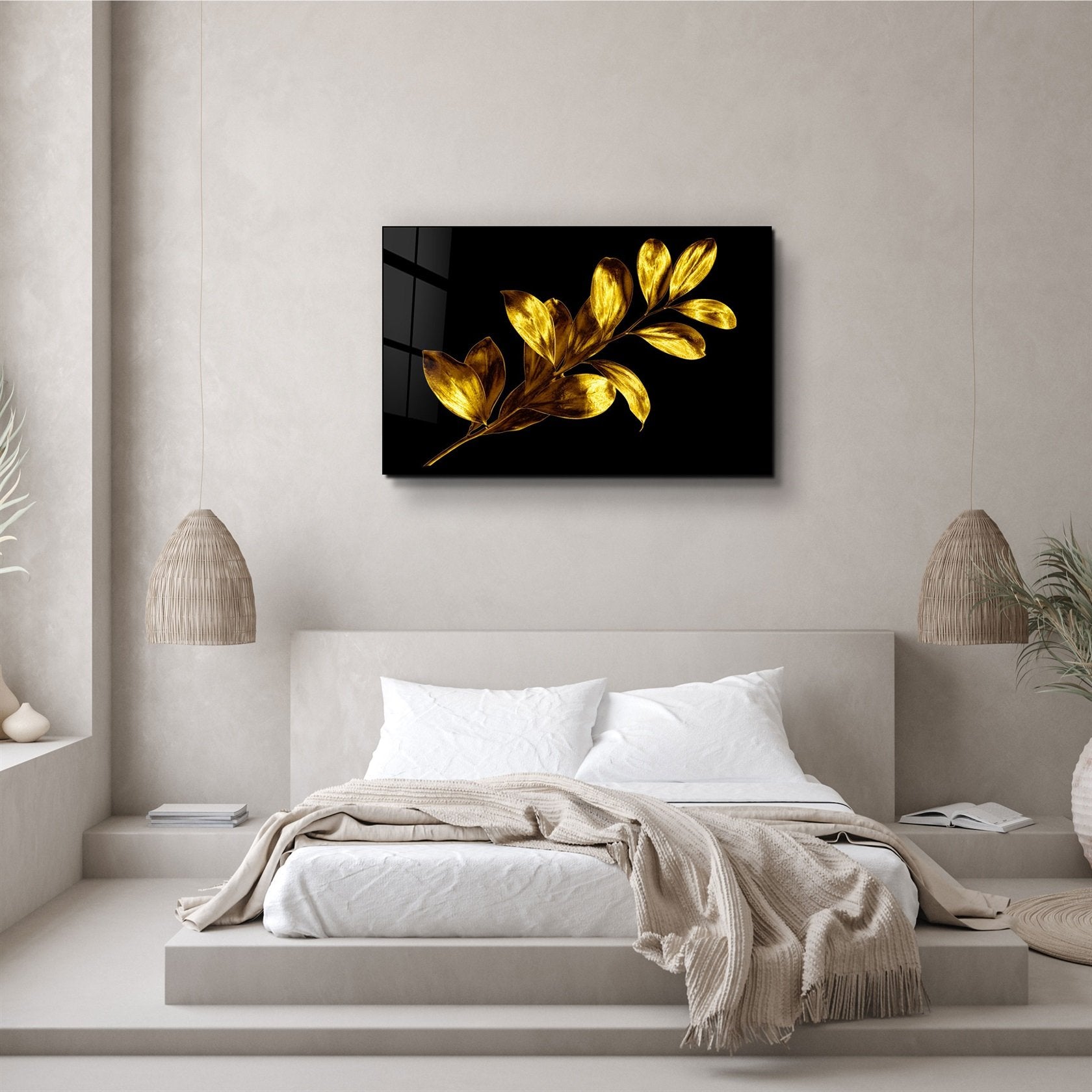 ・"Feuille d'Or"・Art Mural en Verre