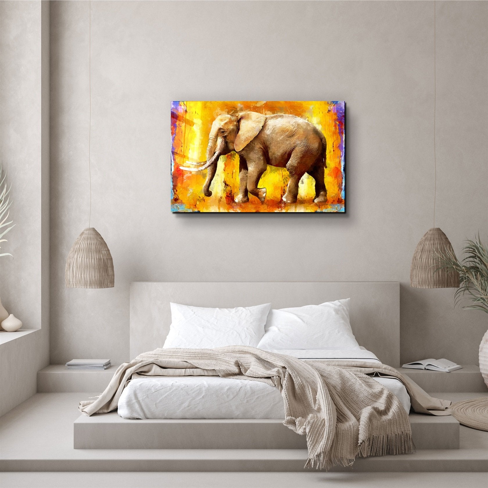 ・"Elephant Yellow"・Glass Wall Art