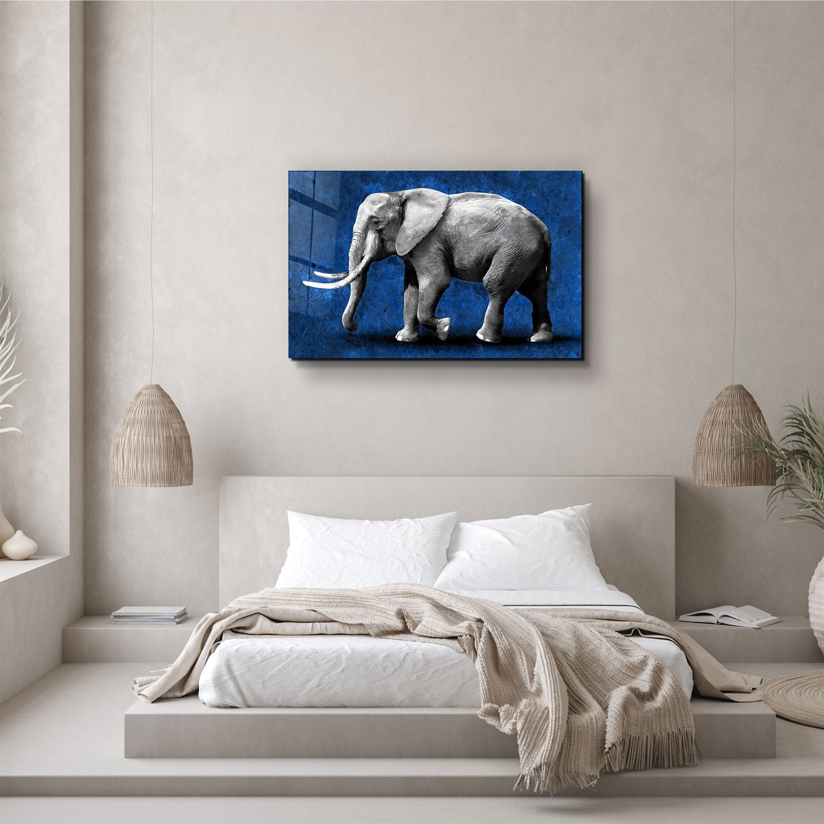 ・„Elephant Blue“・<tc>Glasbild</tc>