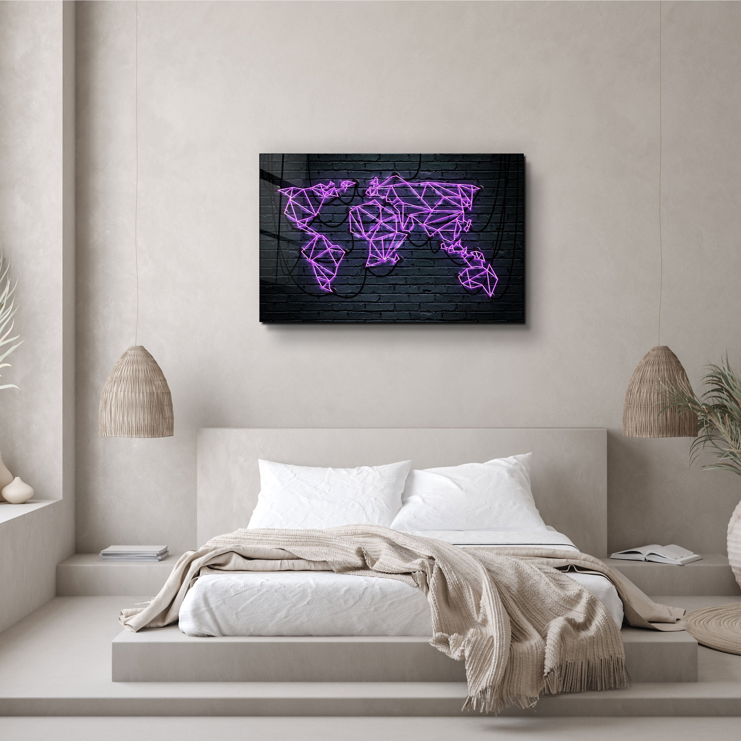 ・"World Map"・Glass Wall Art