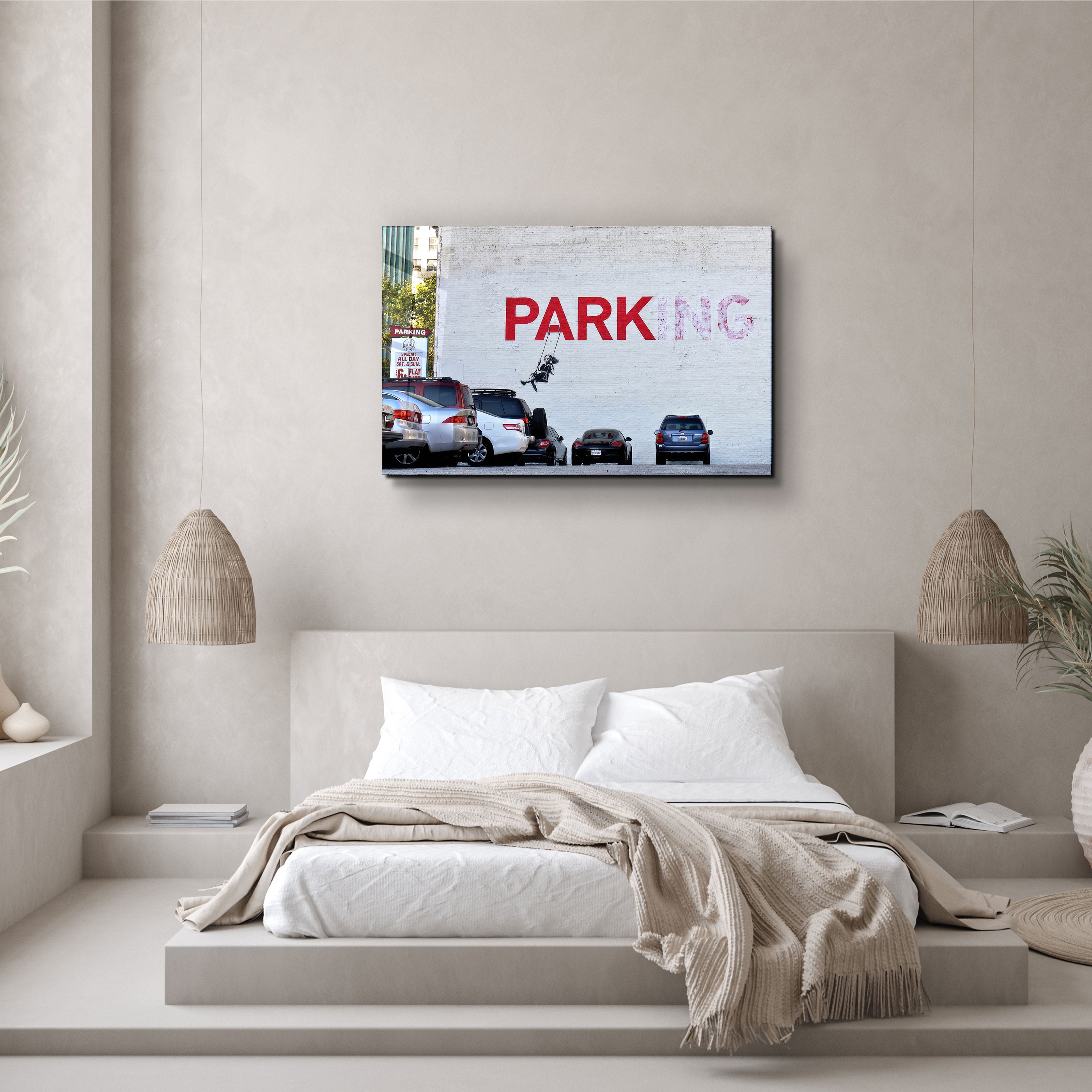 ・„Banksy – Parking“・Designer-Kollektion <tc>Glasbild</tc>