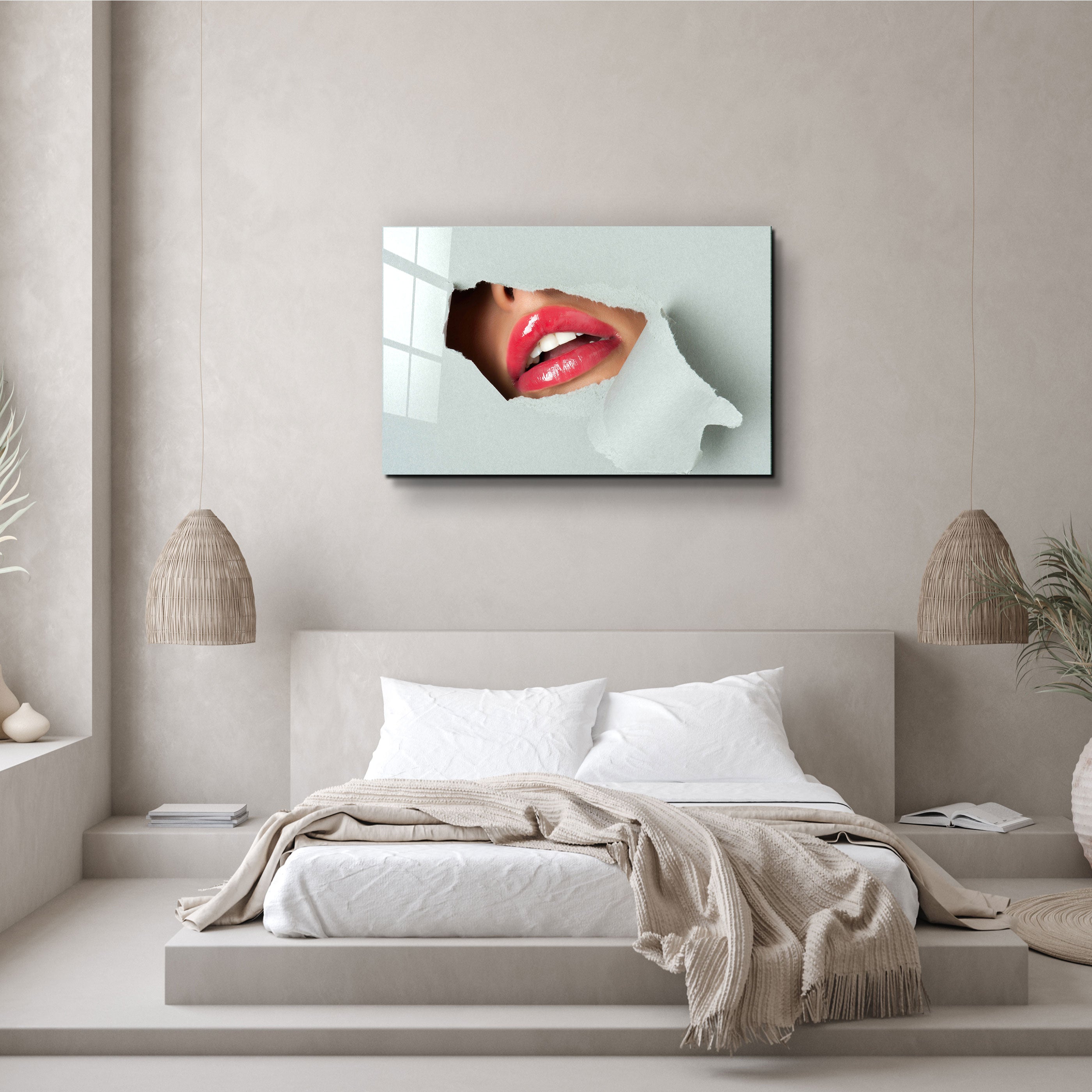 ・"Red Lips"・Designer's Collection Glass Wall Art