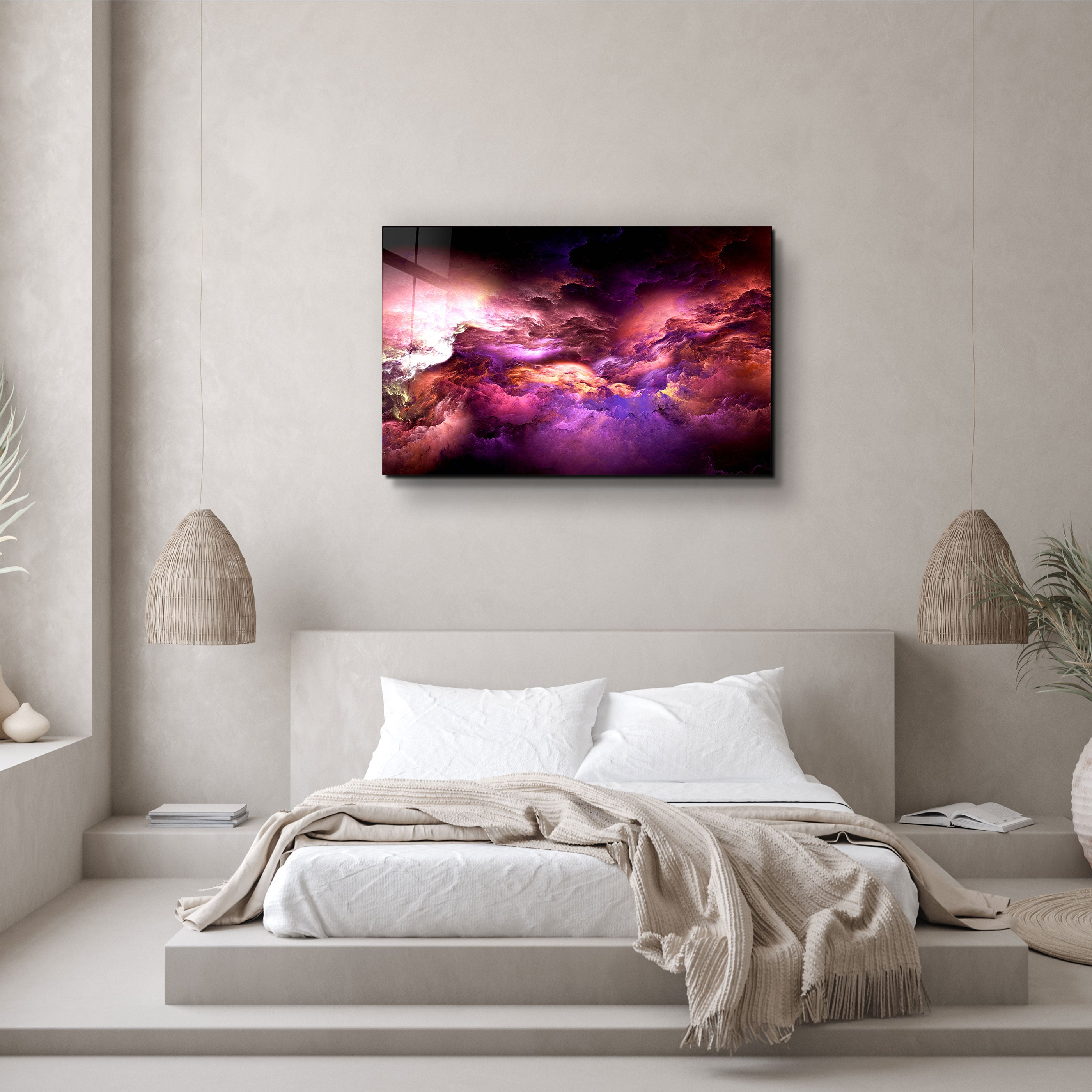 ・« Tons violets du ciel mystique »・ Décoration murale en verre