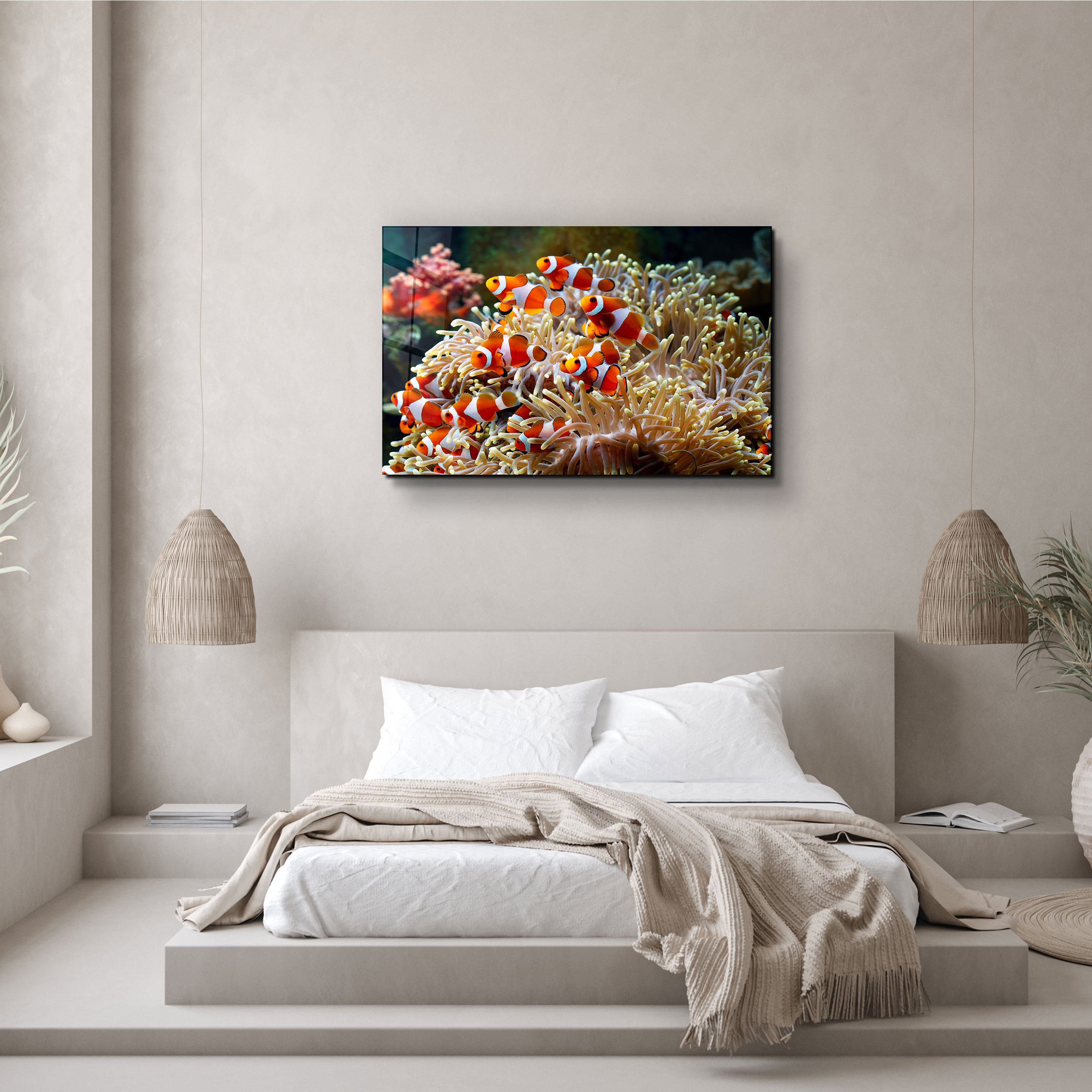 ・"Fishes on Corals"・Glass Wall Art