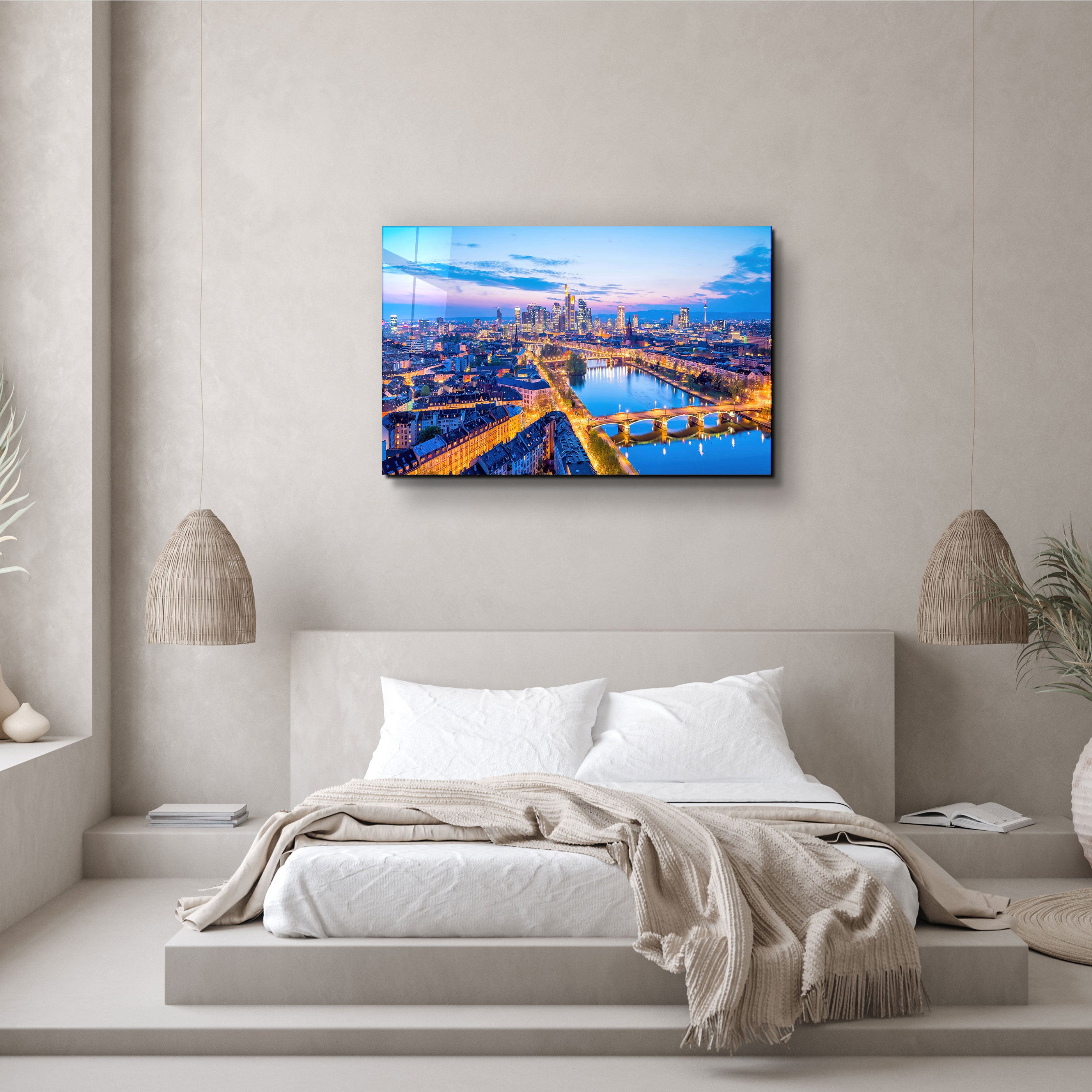 ・„Frankfurter Skyline, Deutschland“・<tc>Glasbild</tc>