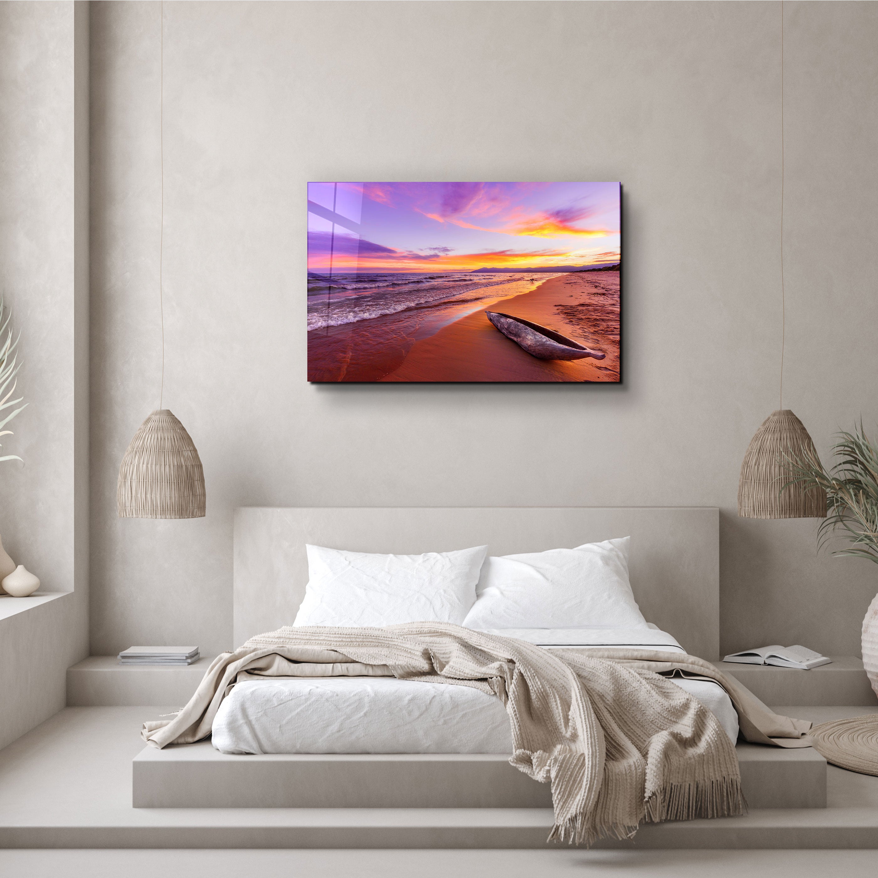 ・"Lake Malawi sunset in Kande beach Africa"・Glass Wall Art