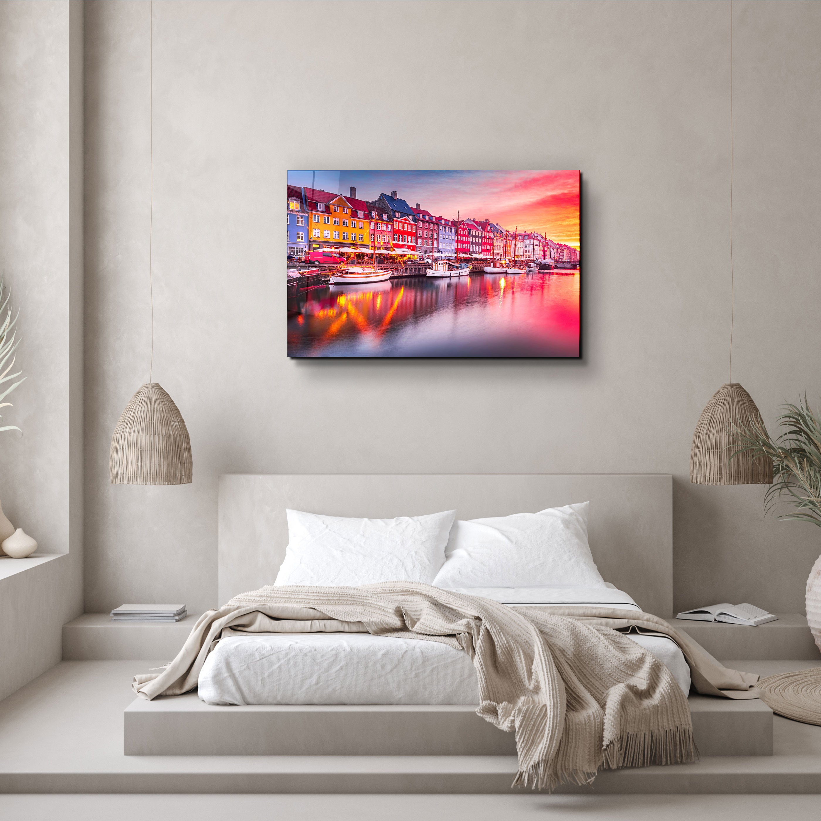 ・"Copenhagen, Denmark. Experience the breathtaking beauty of Nyhavn canal at sunrise"・Glass Wall Art