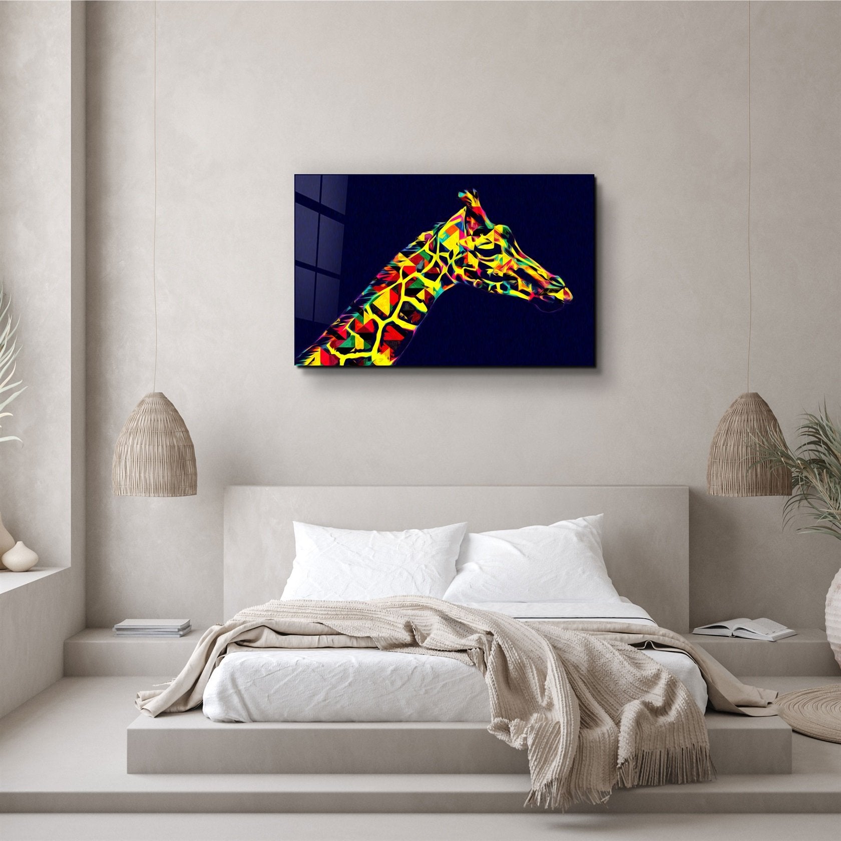 ・"Colormix Giraffe"・Glass Wall Art