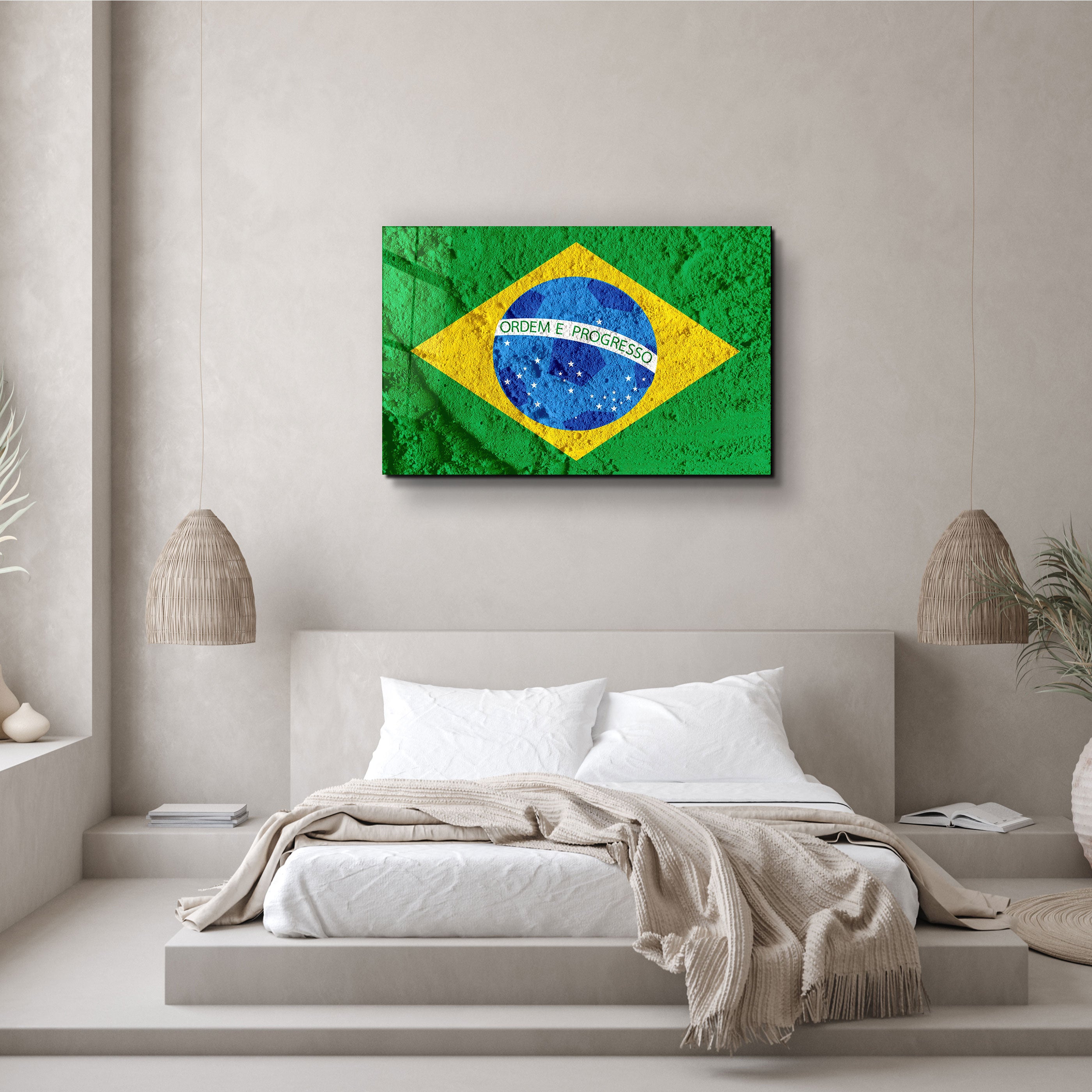 ・"Flag Of Brazil"・Glass Wall Art