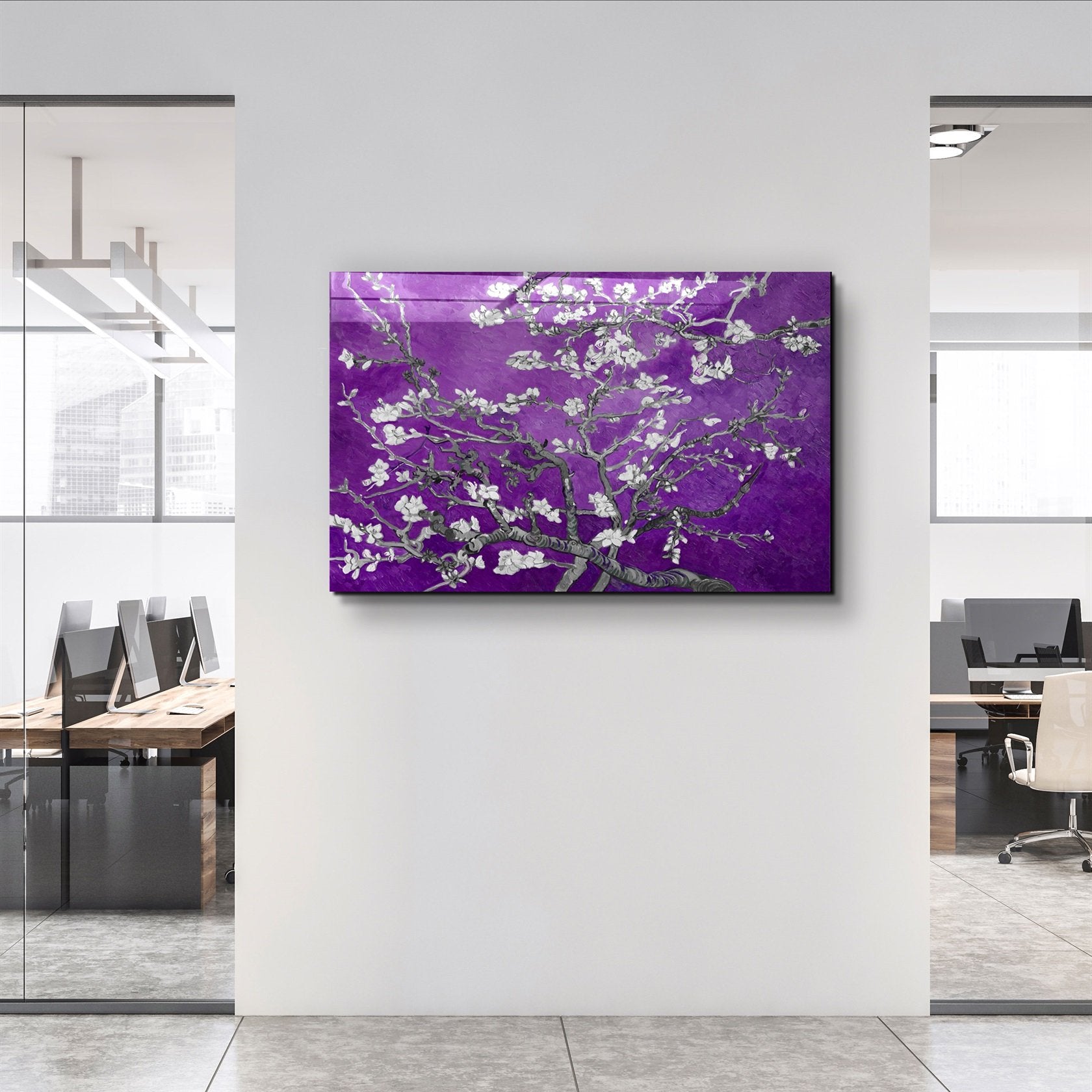 ・"Fleurs abstraites V4"・Art mural en verre