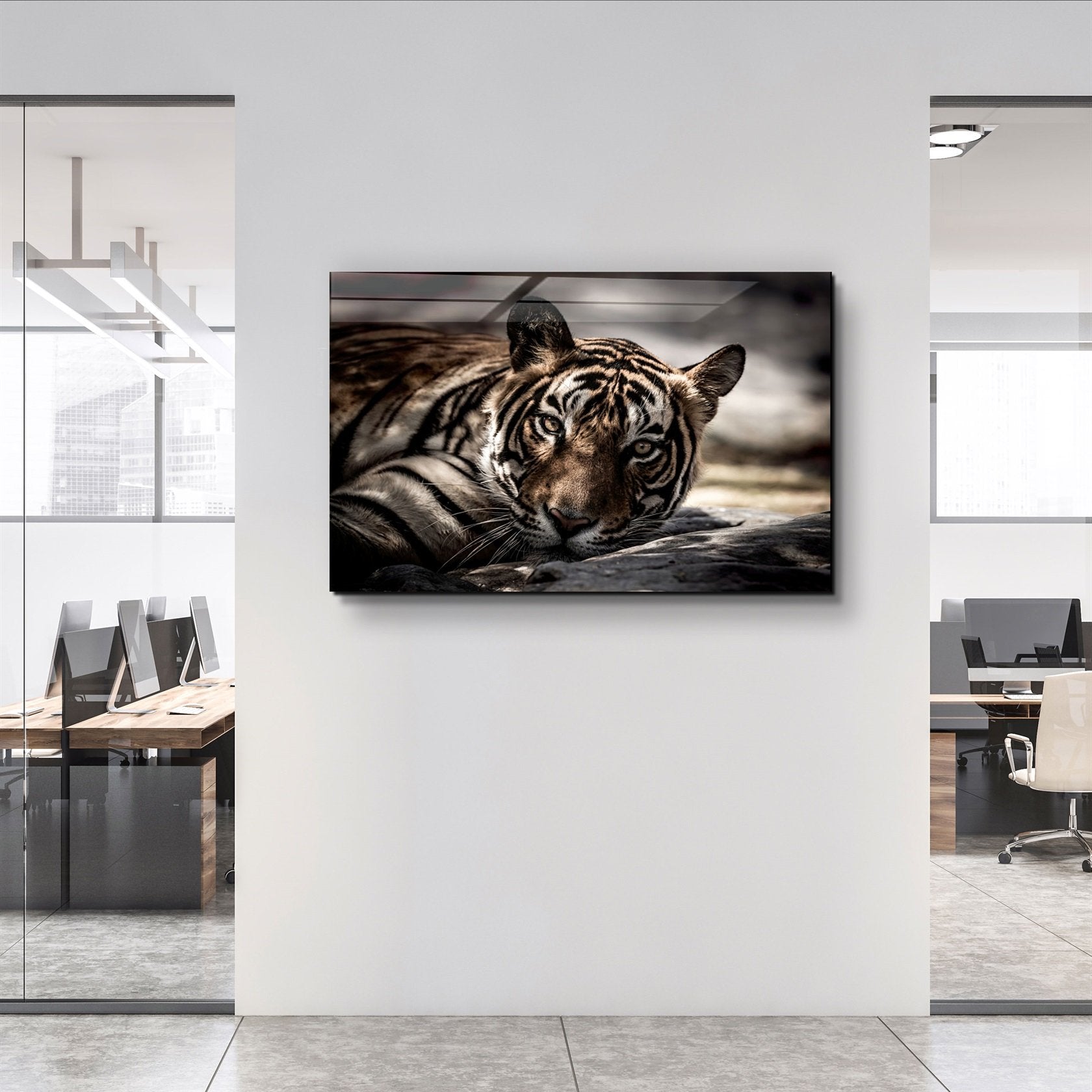 ・"Tigre fatigué"・Art mural en verre