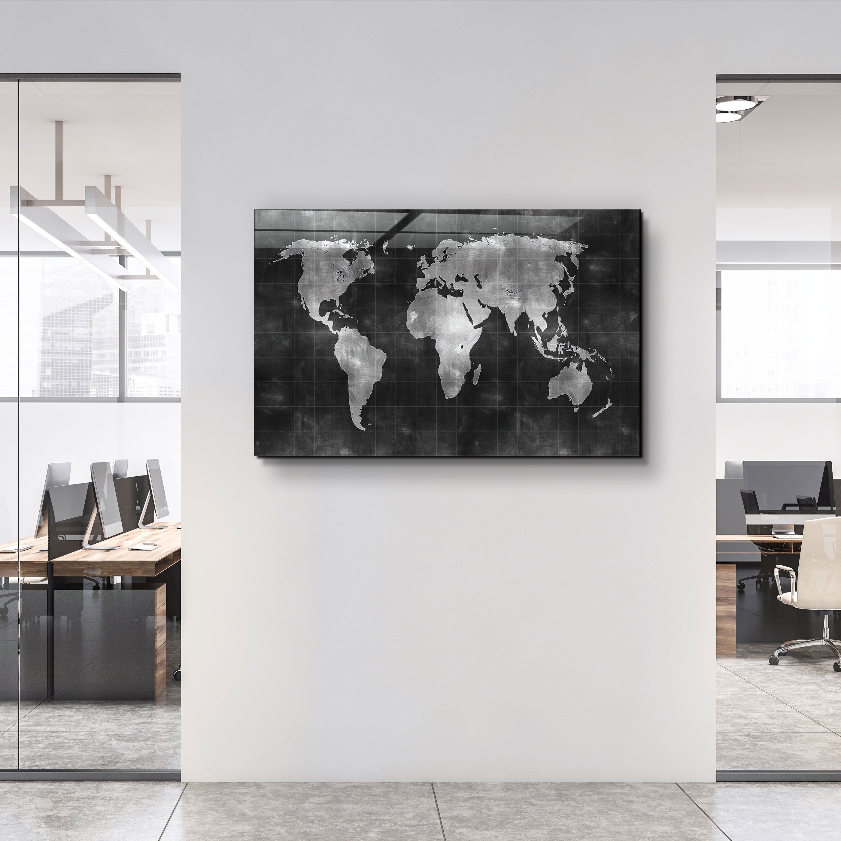 ・"Wold Map"・Glass Wall Art