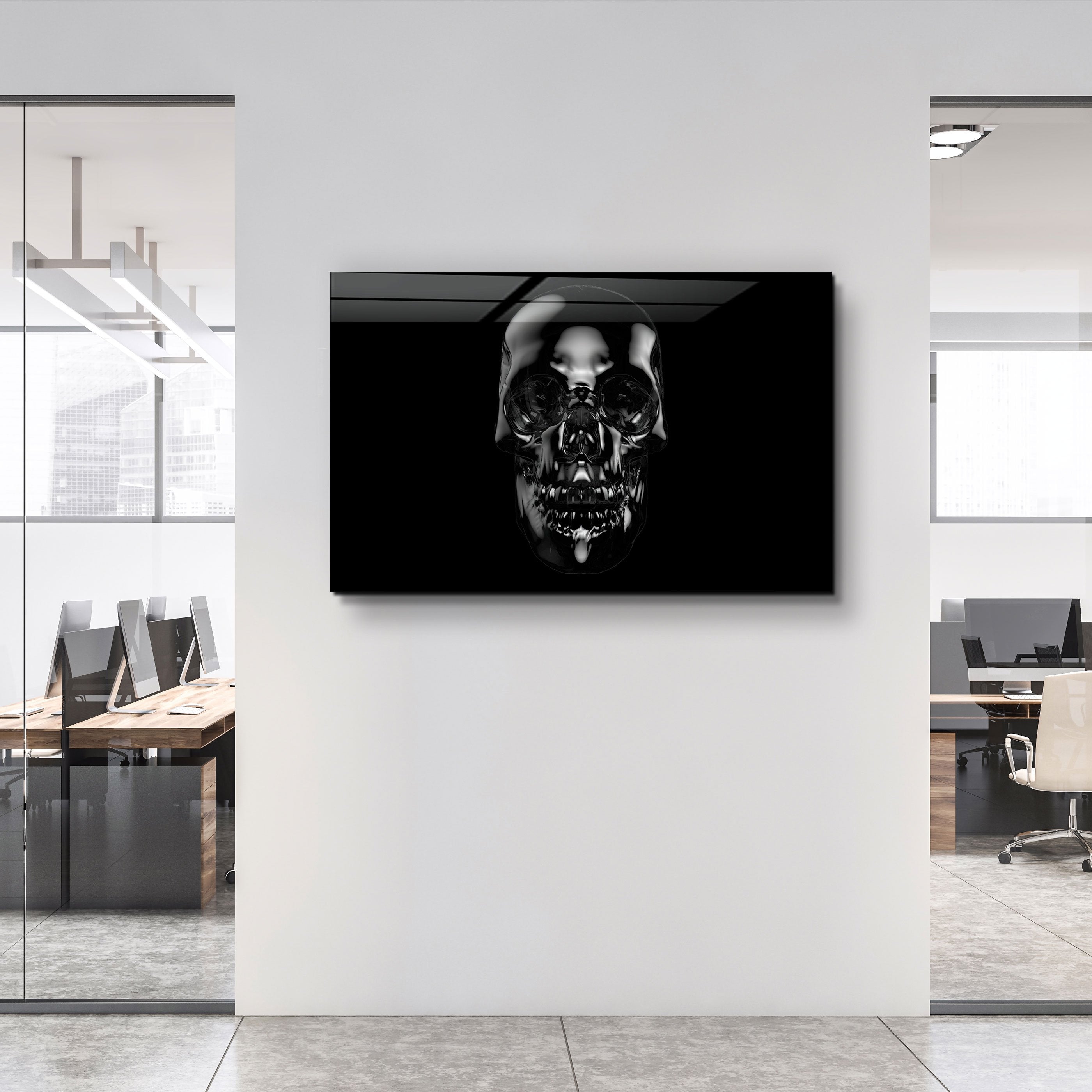 ・"The Black Skull"・Glass Wall Art