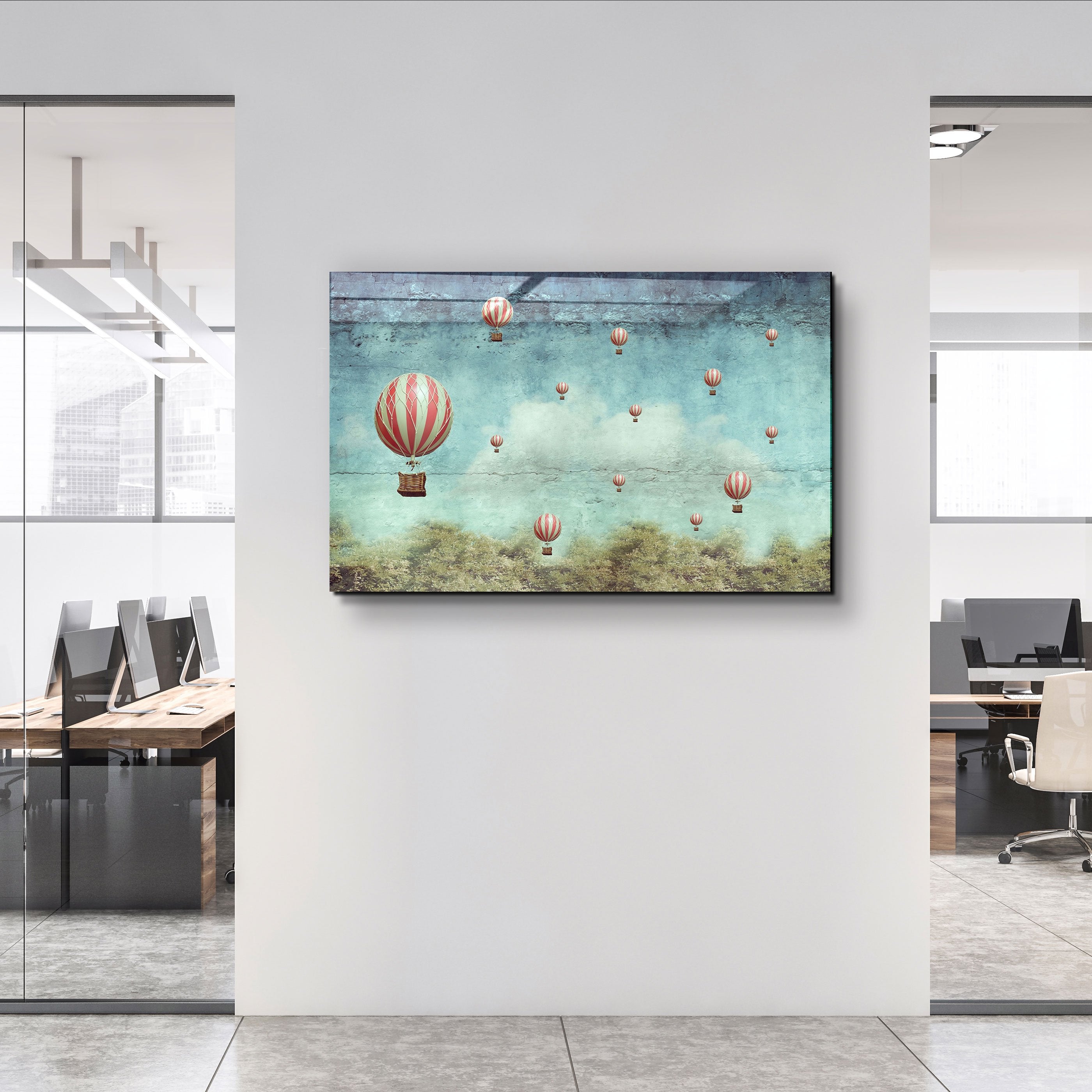 ・"Abstract Air Balloons"・Glass Wall Art