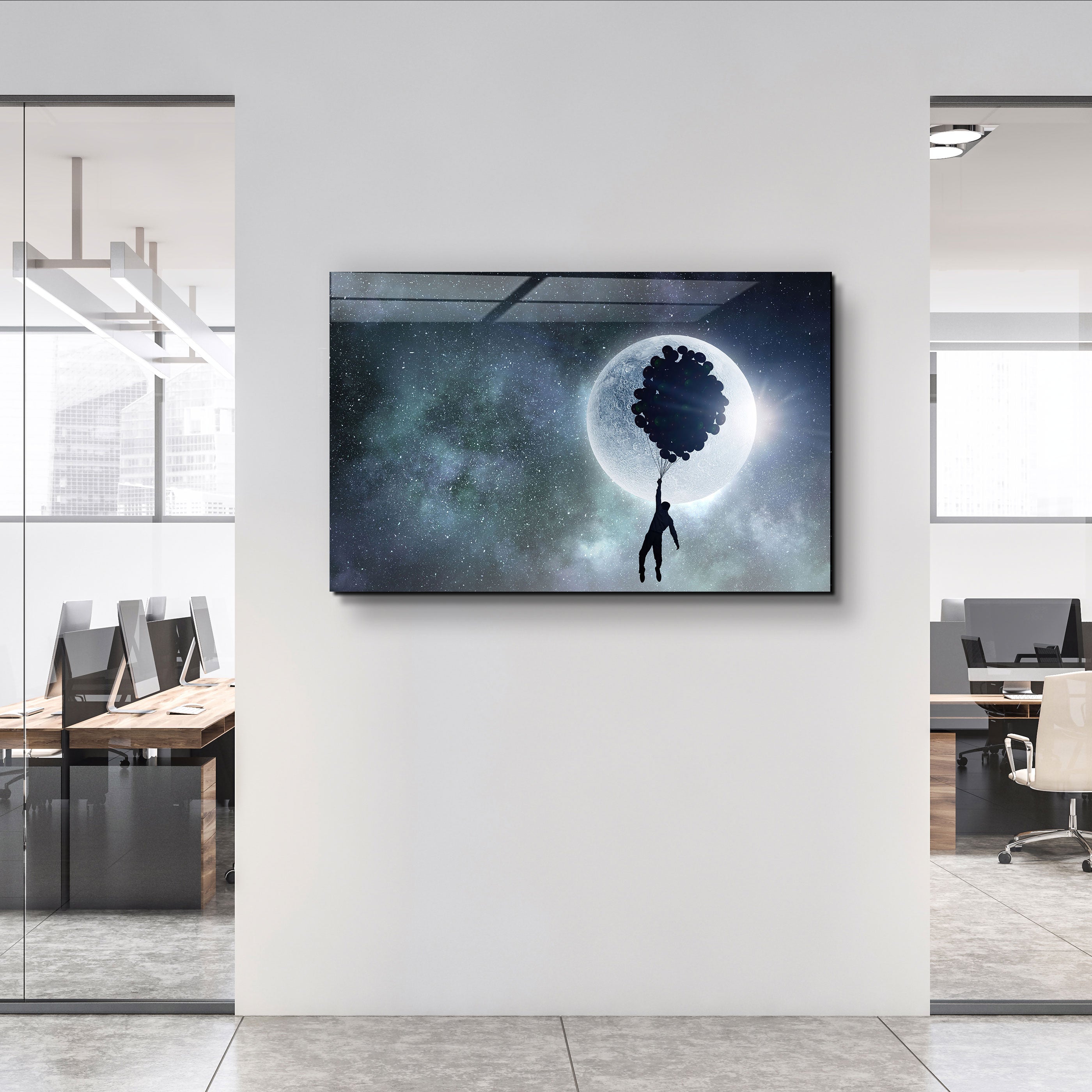 ・"To The Moon"・Glass Wall Art