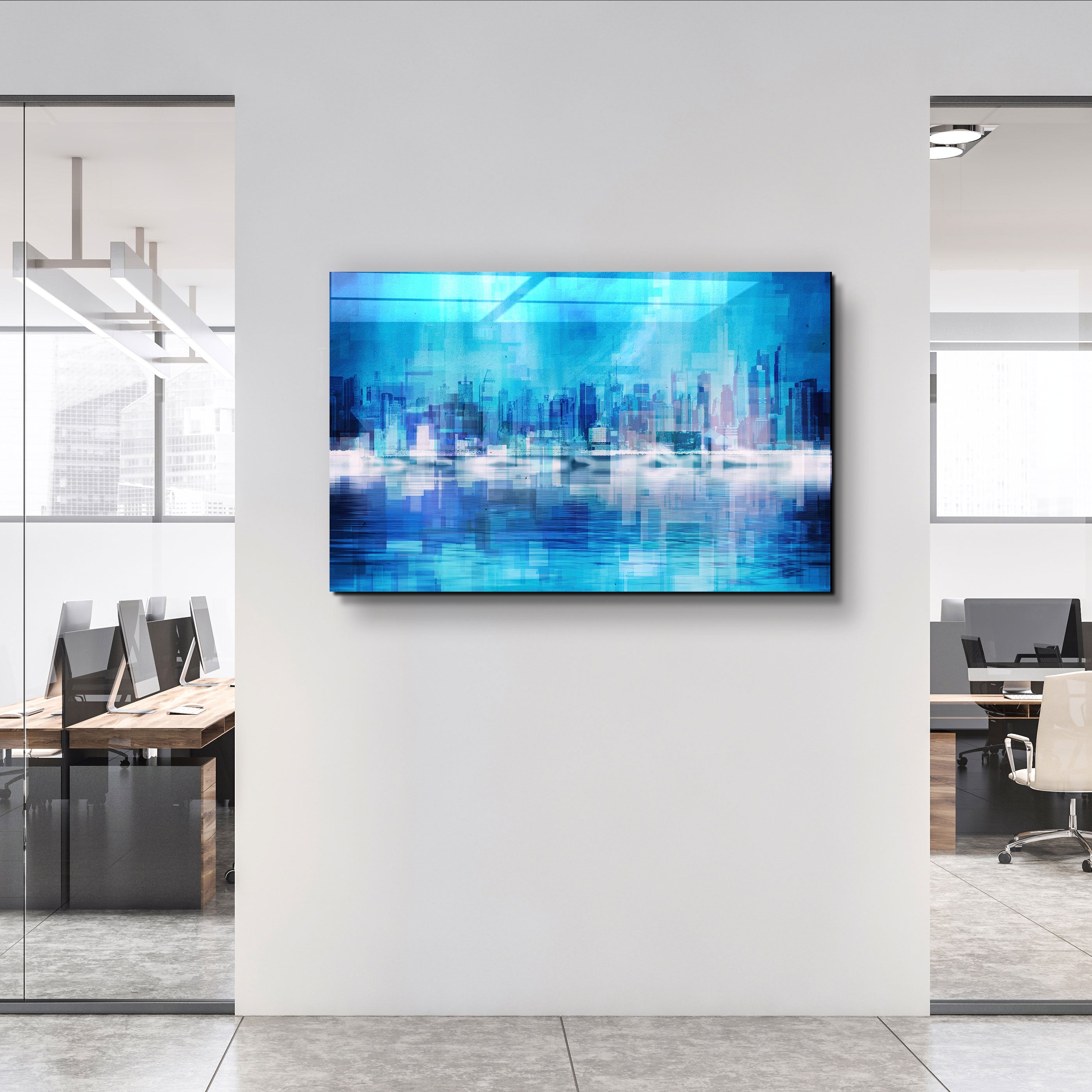 ・"The Fuzzy Cityscape Of New York"・Glass Wall Art