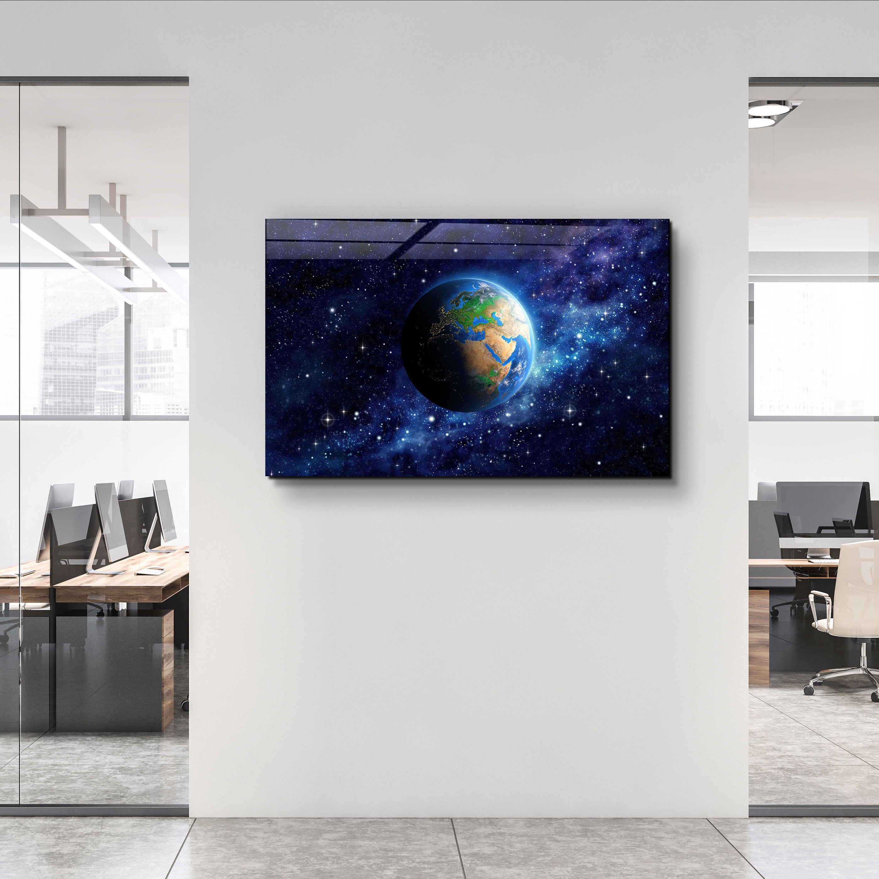 ・"Terre dans l'espace"・Art mural en verre