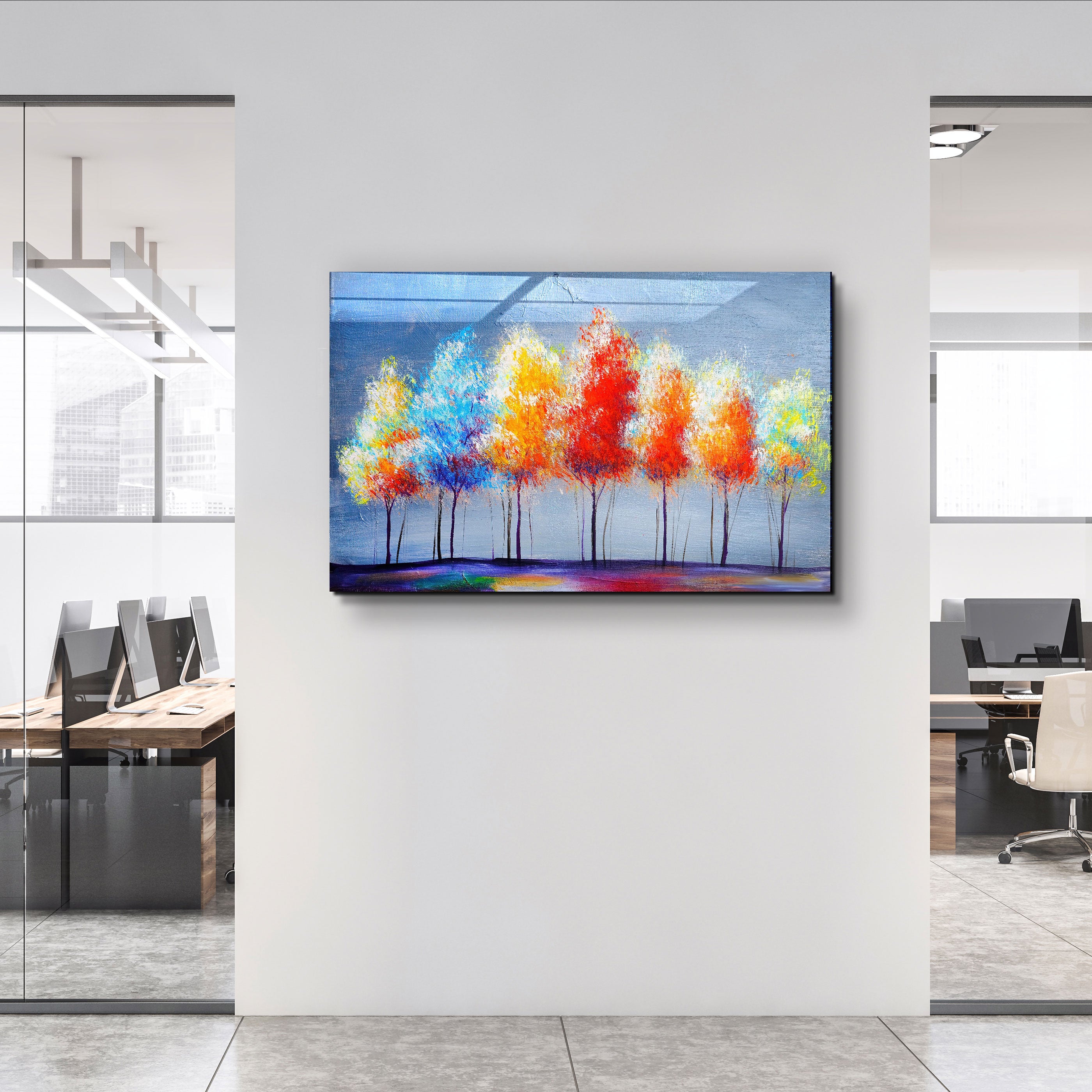 ・"Colorful Trees"・Glass Wall Art