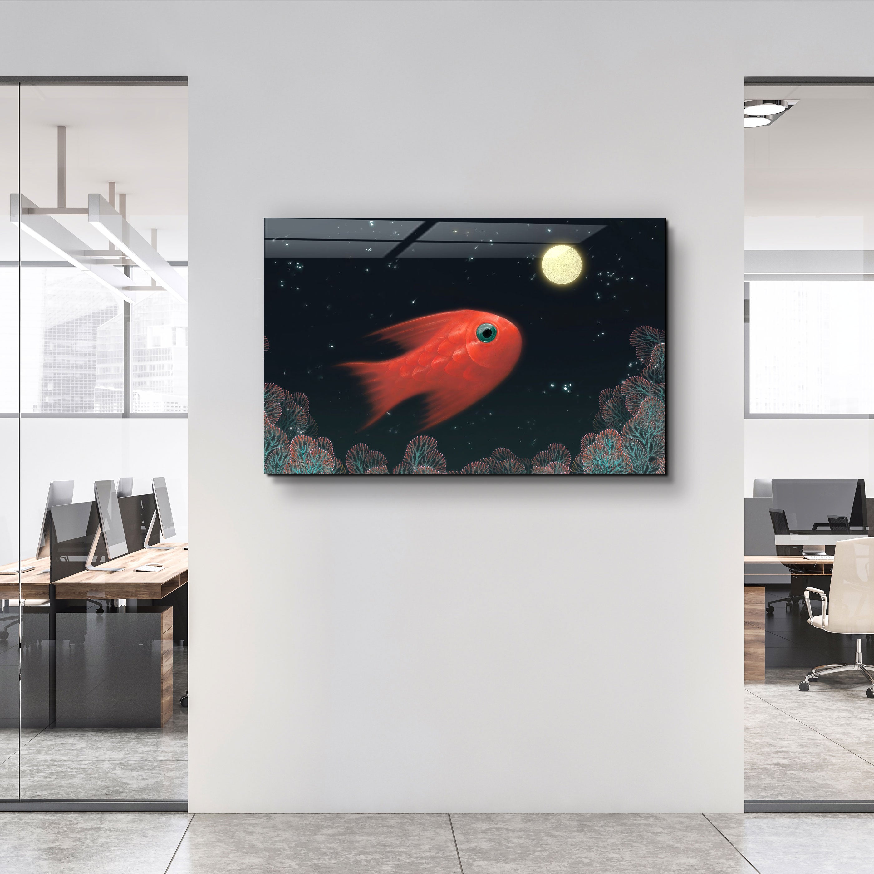 ・"Poissons d'aquarium"・Art mural en verre