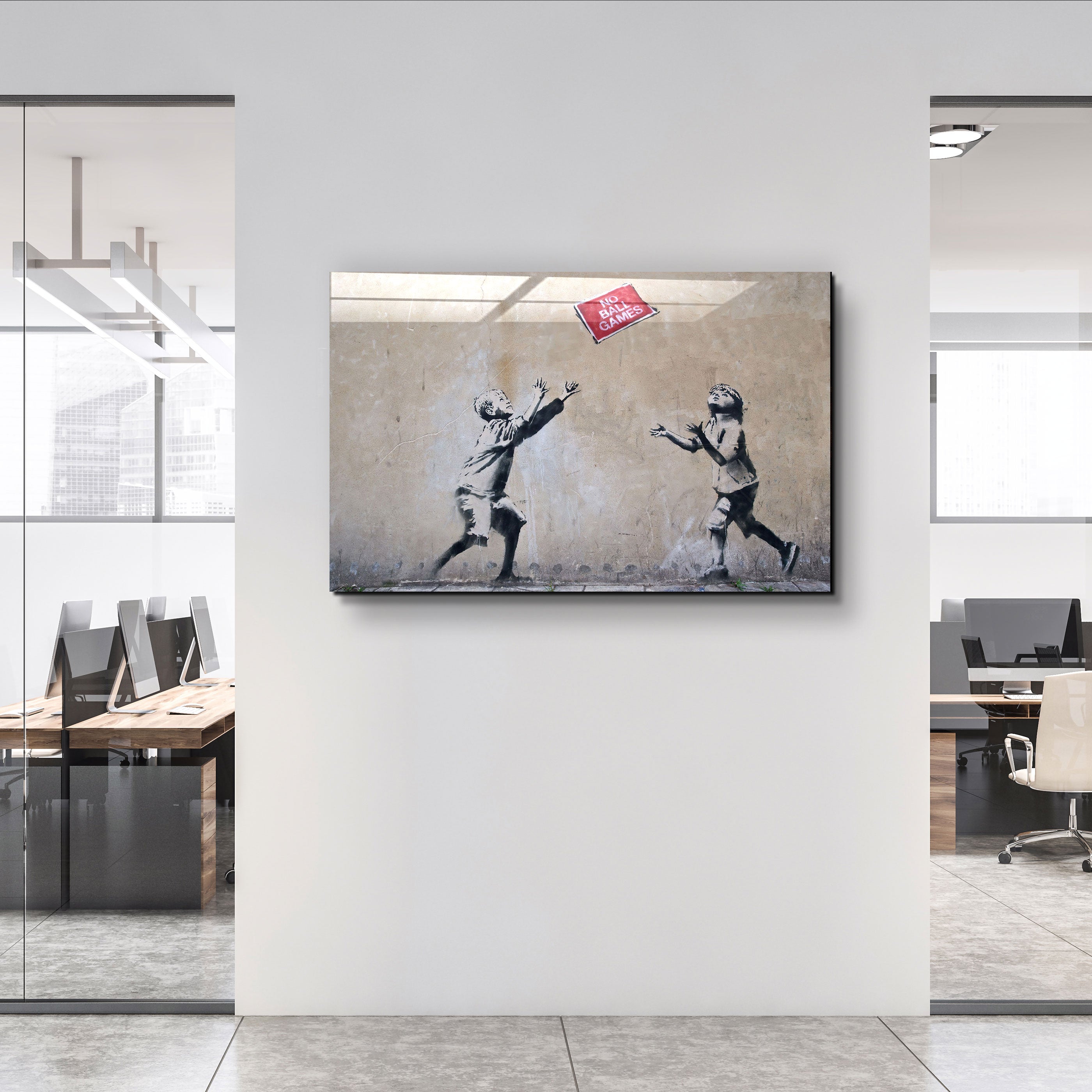 ・"Banksy - No Ball Games"・Glass Wall Art