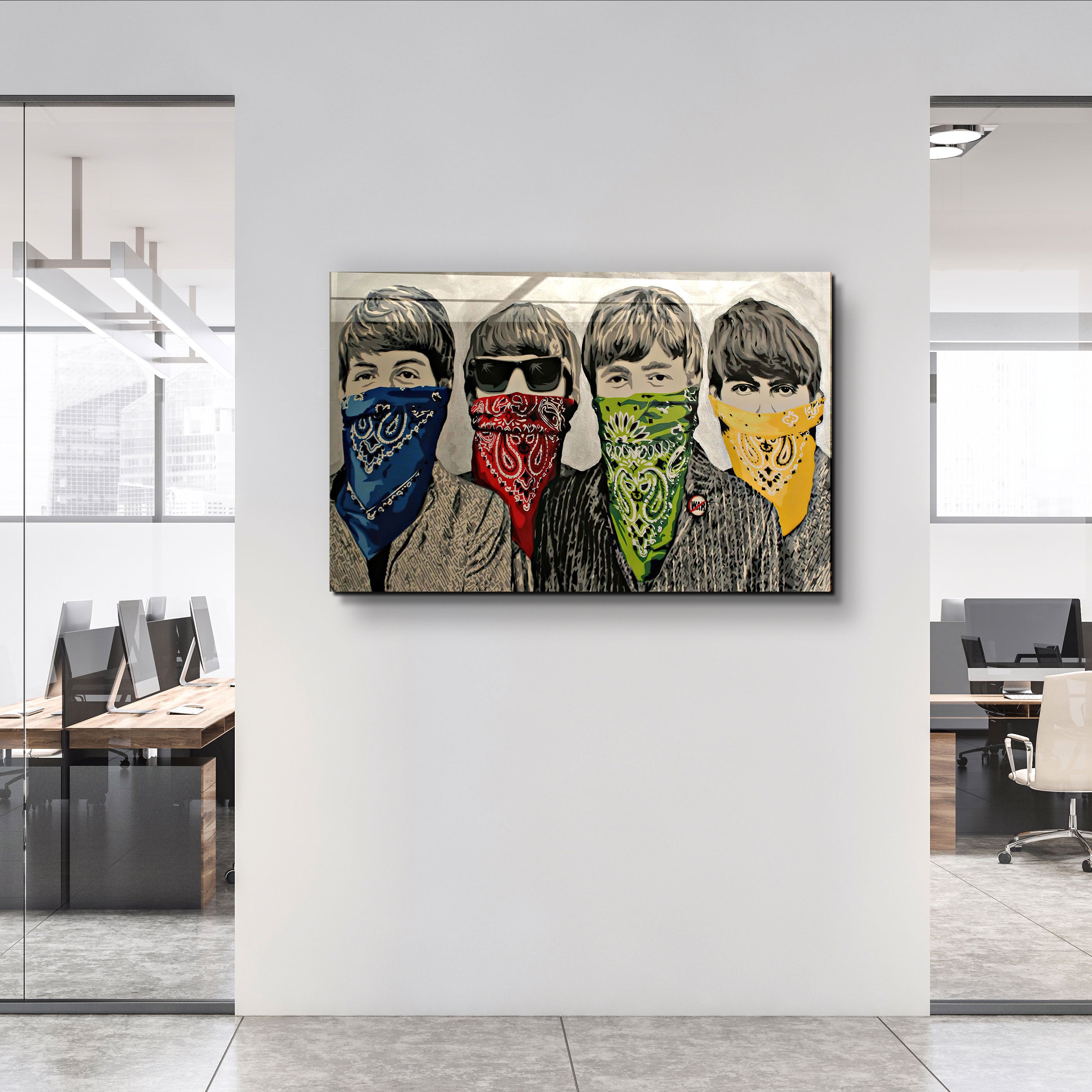 ・"Banksy - Beatles"・Glass Wall Art