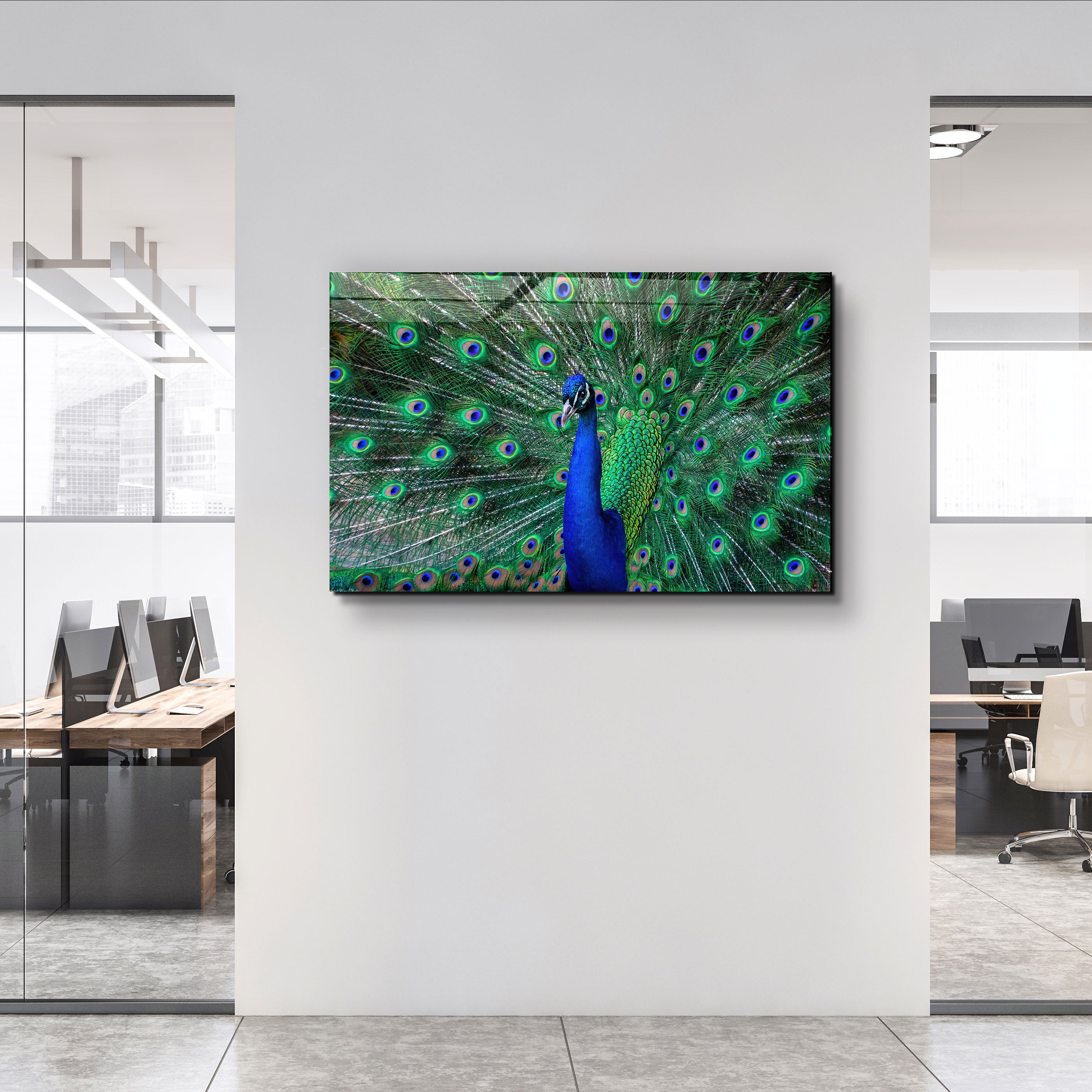 ・"The Peacock"・Glass Wall Art