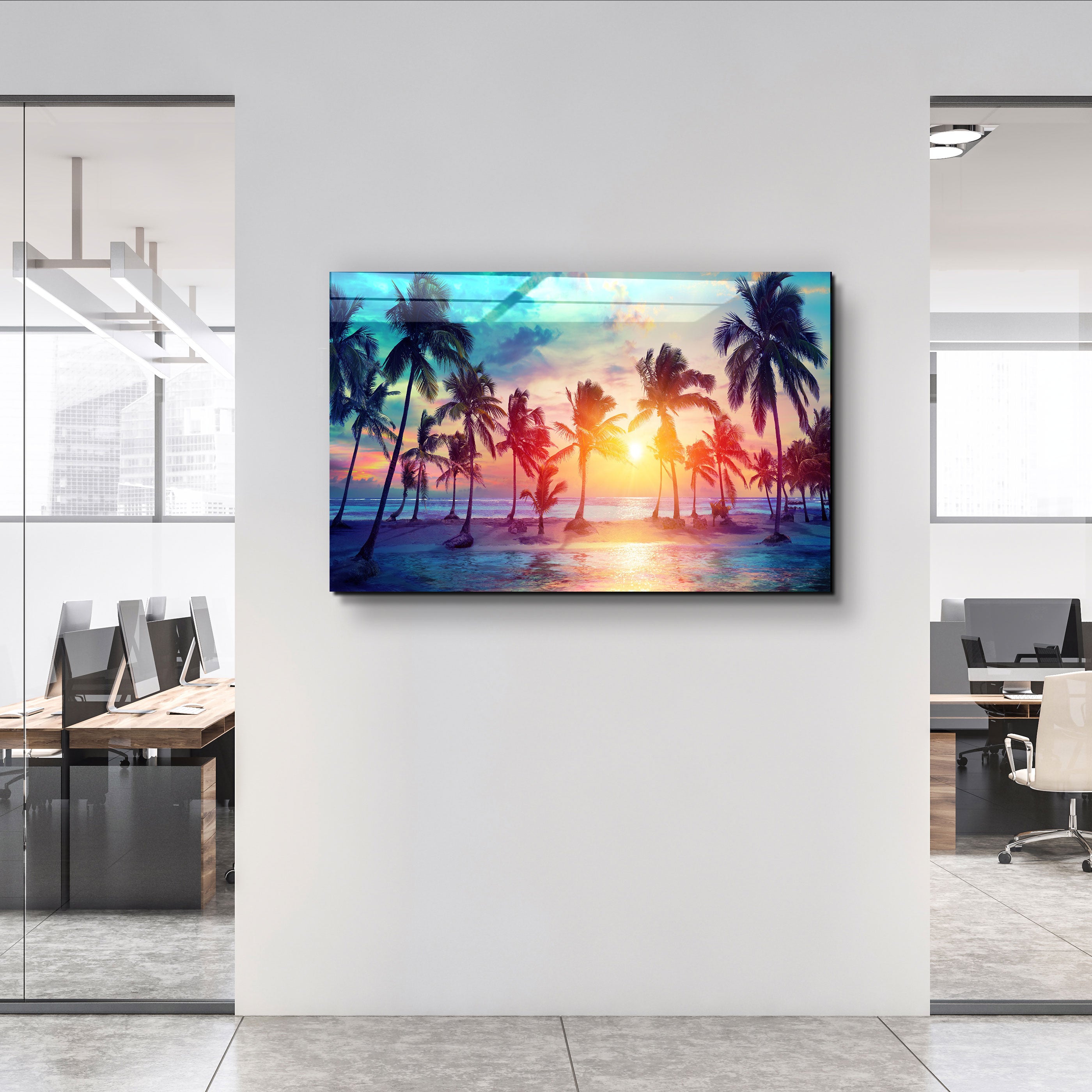 ・"Palm Trees "・Glass Wall Art