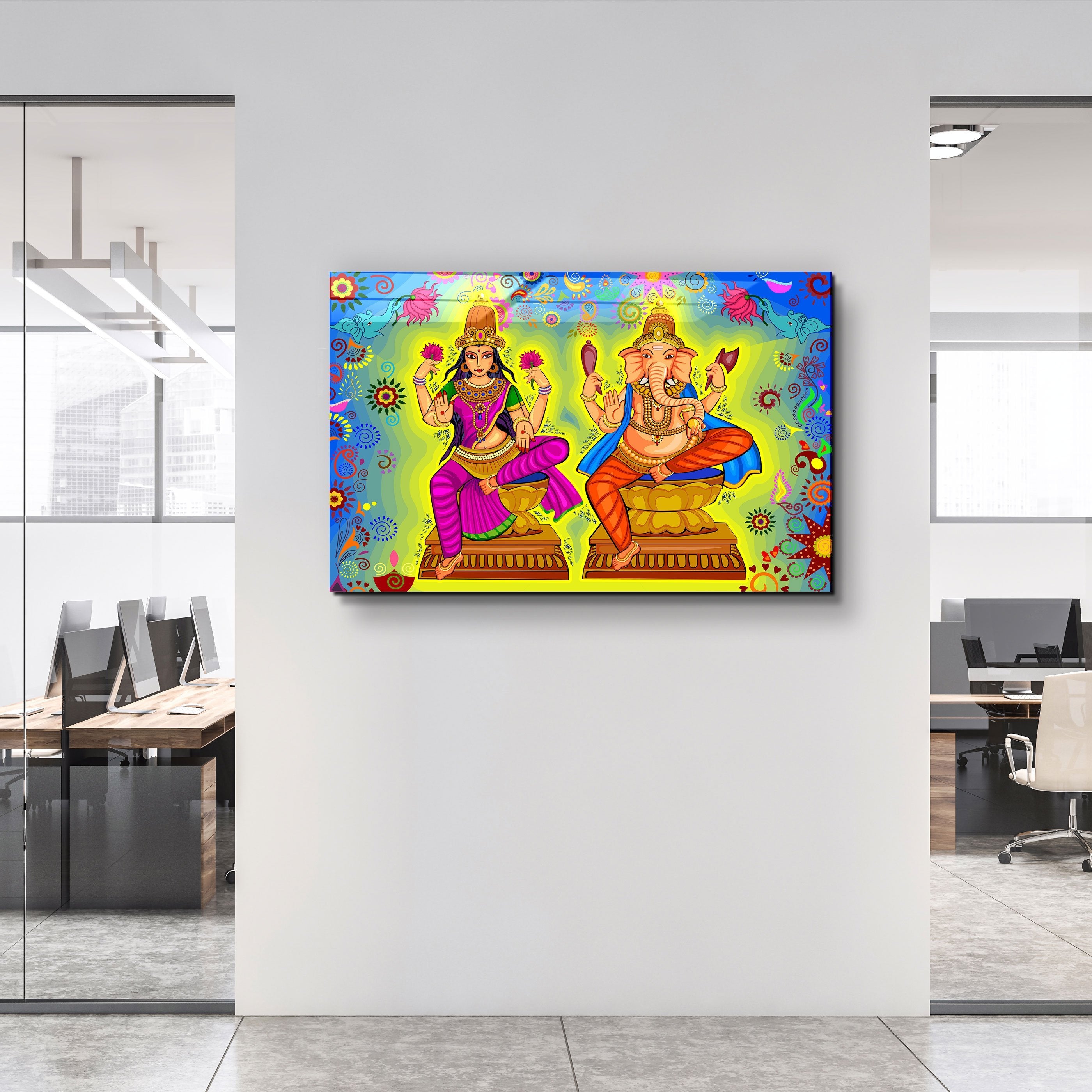 ・« Illustration du Seigneur Ganesha »・Art mural en verre