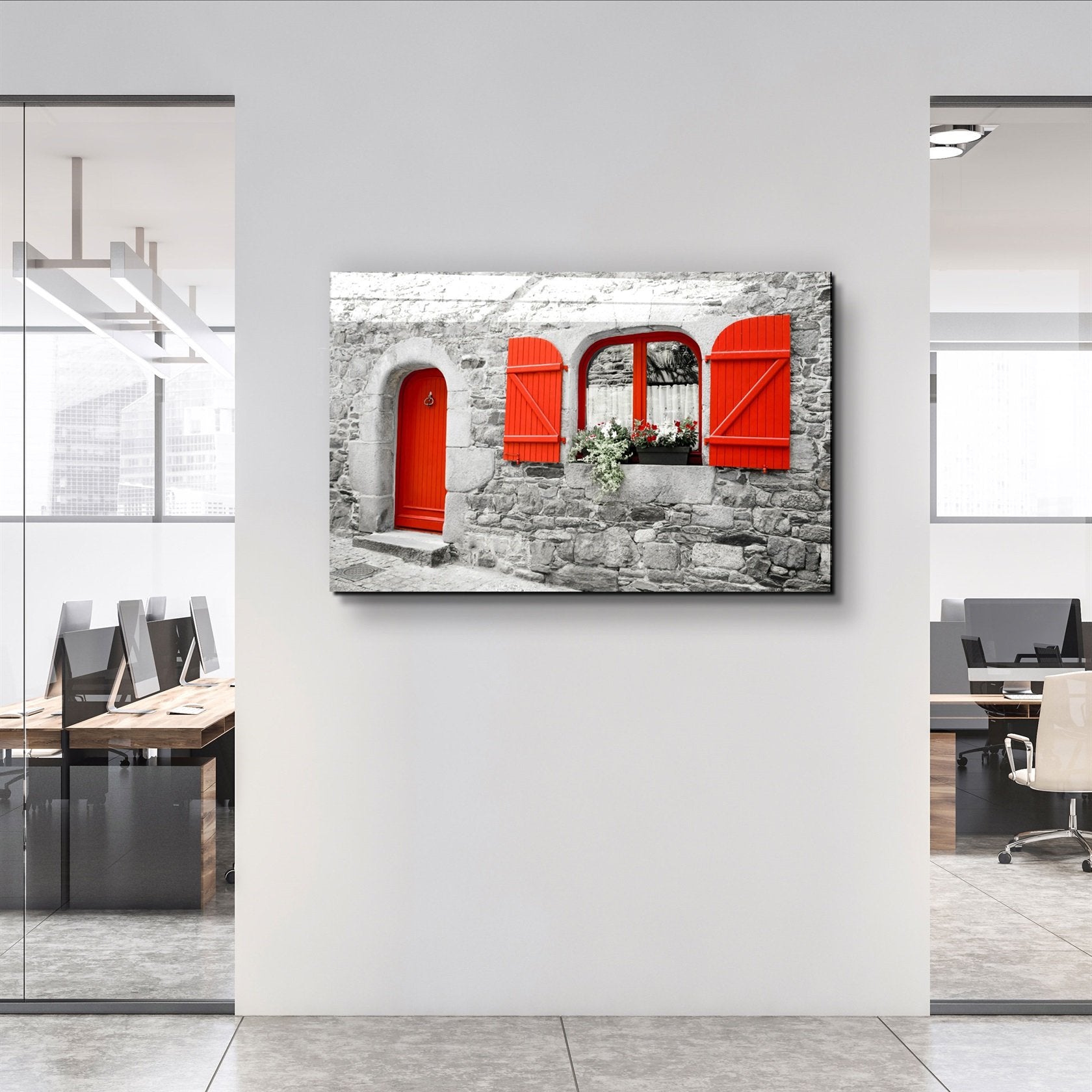 ・"Red Door"・Glass Wall Art