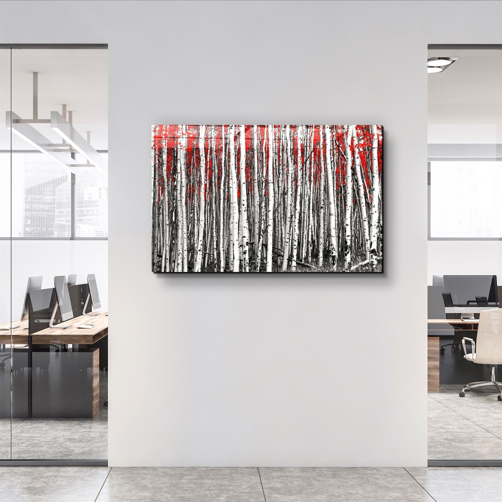 ・"Red Forest"・Glass Wall Art