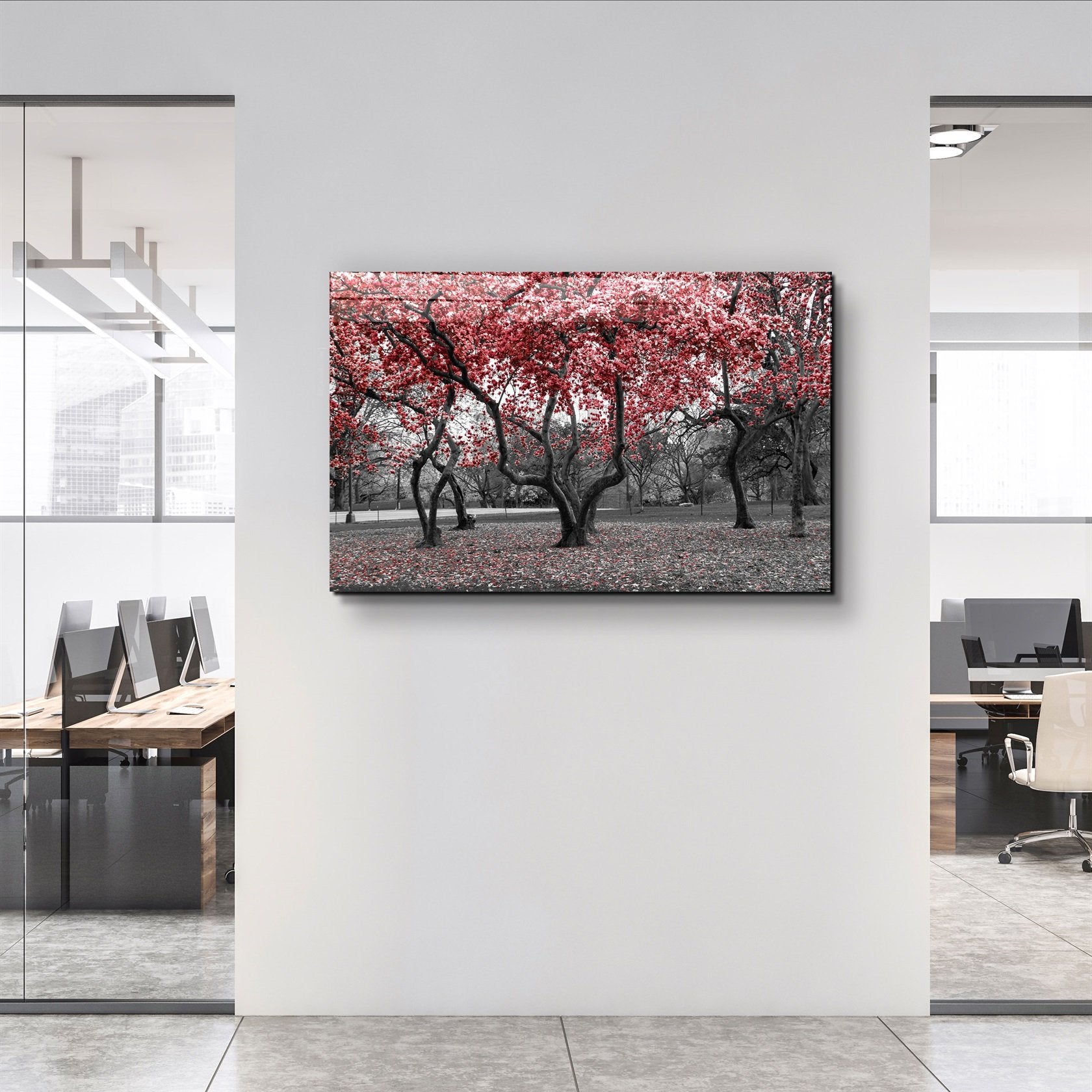 ・"Arbre rouge 2"・Art mural en verre