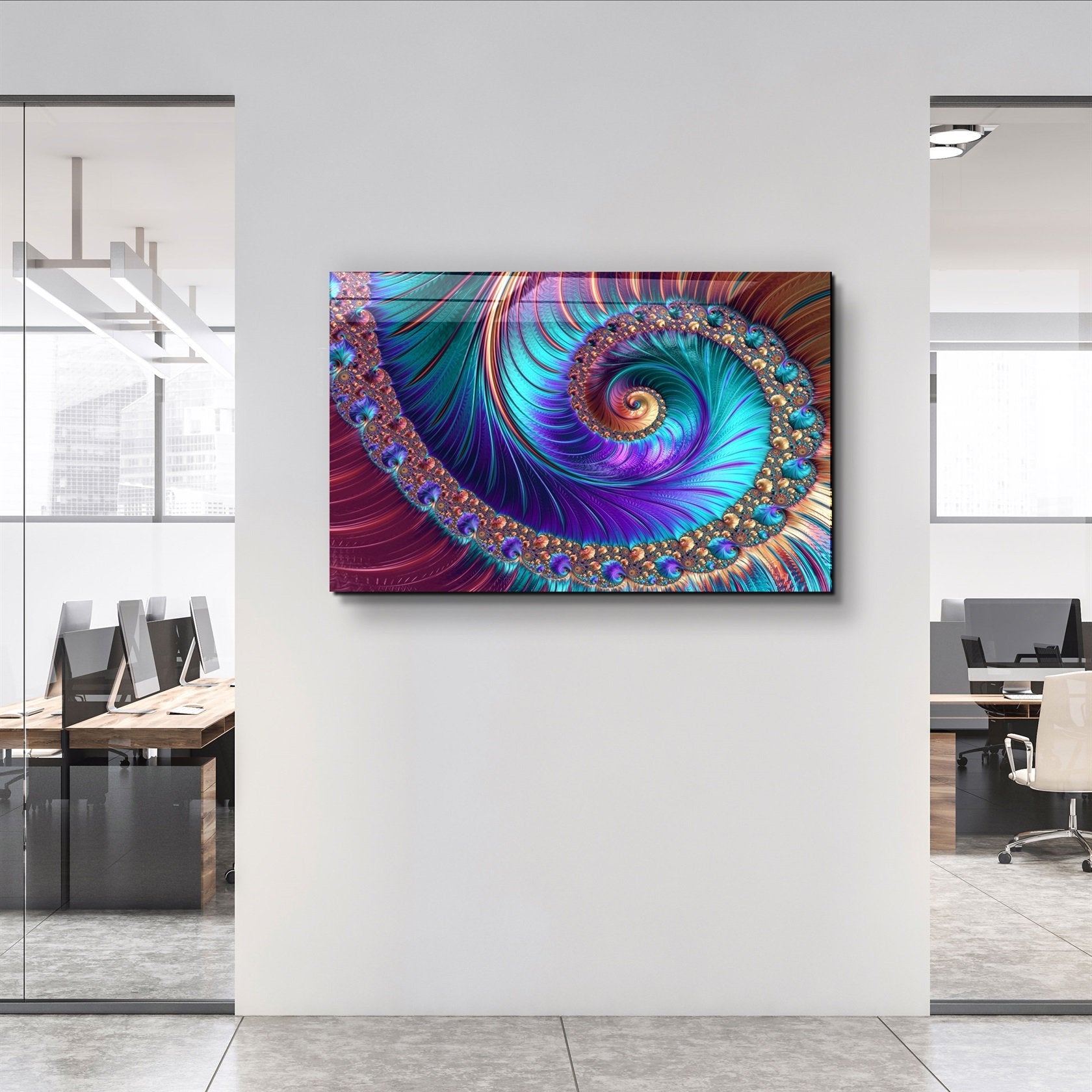 ・"Blue Swirl"・Glass Wall Art