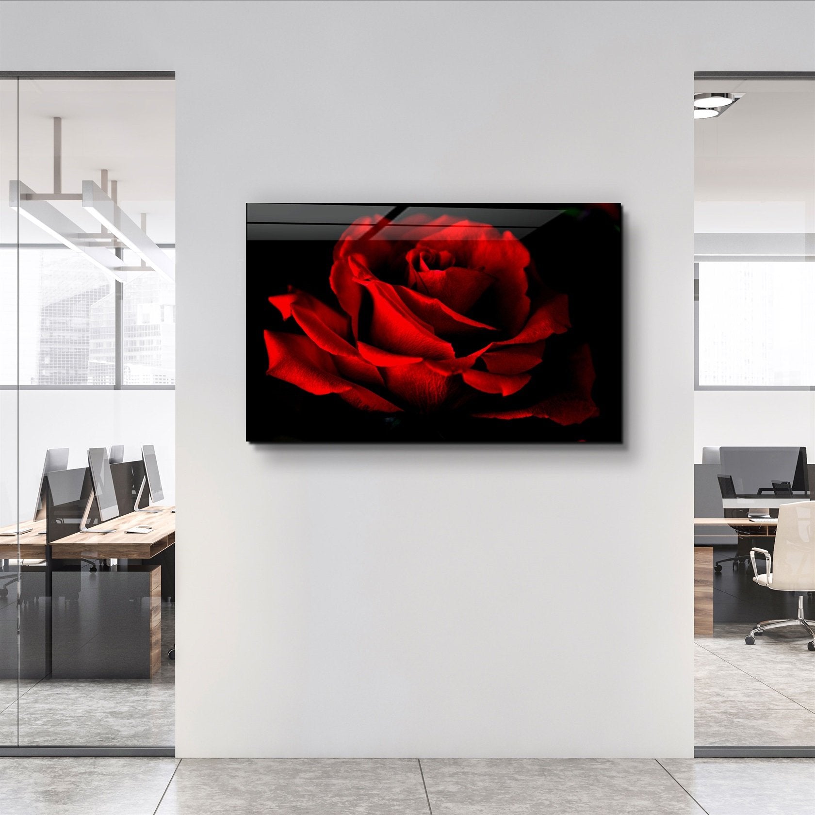 ・"Red Rose"・Glass Wall Art